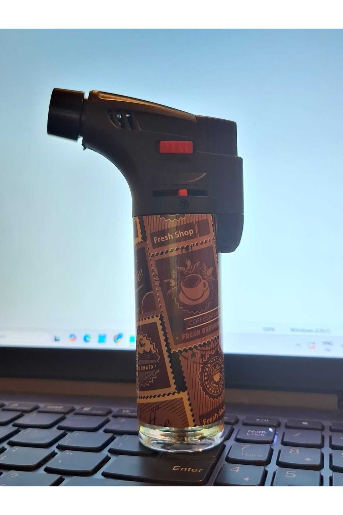 Generic-1pc Stylish Appearance Printed Charcoal Lighter Refillable Gas Torch Lighter 1