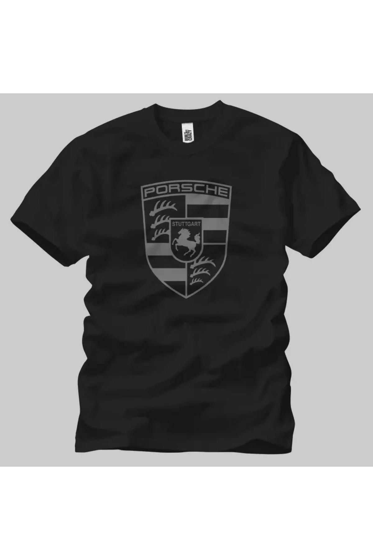 Built By Crazy Porsche Black Logo Unisex Tişört