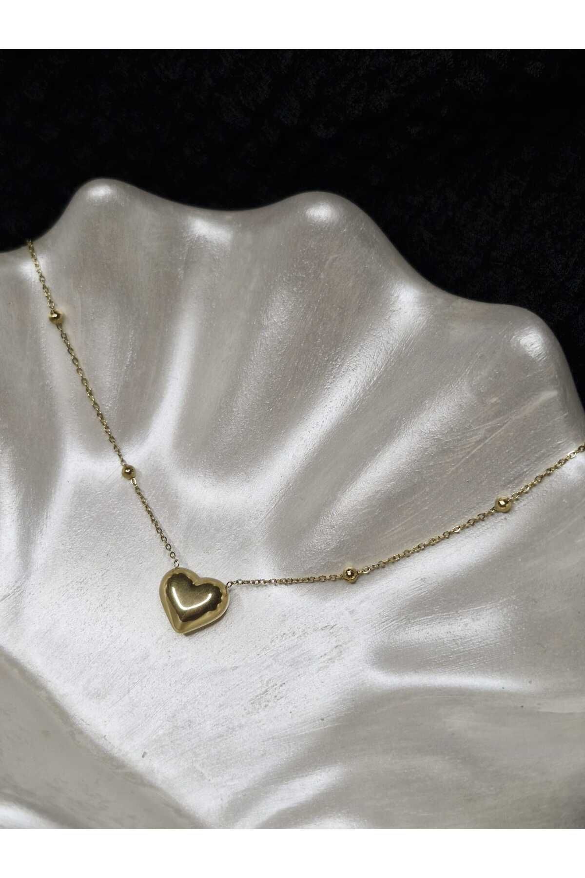 Palk Store Çelik Kalp Kolye Gold