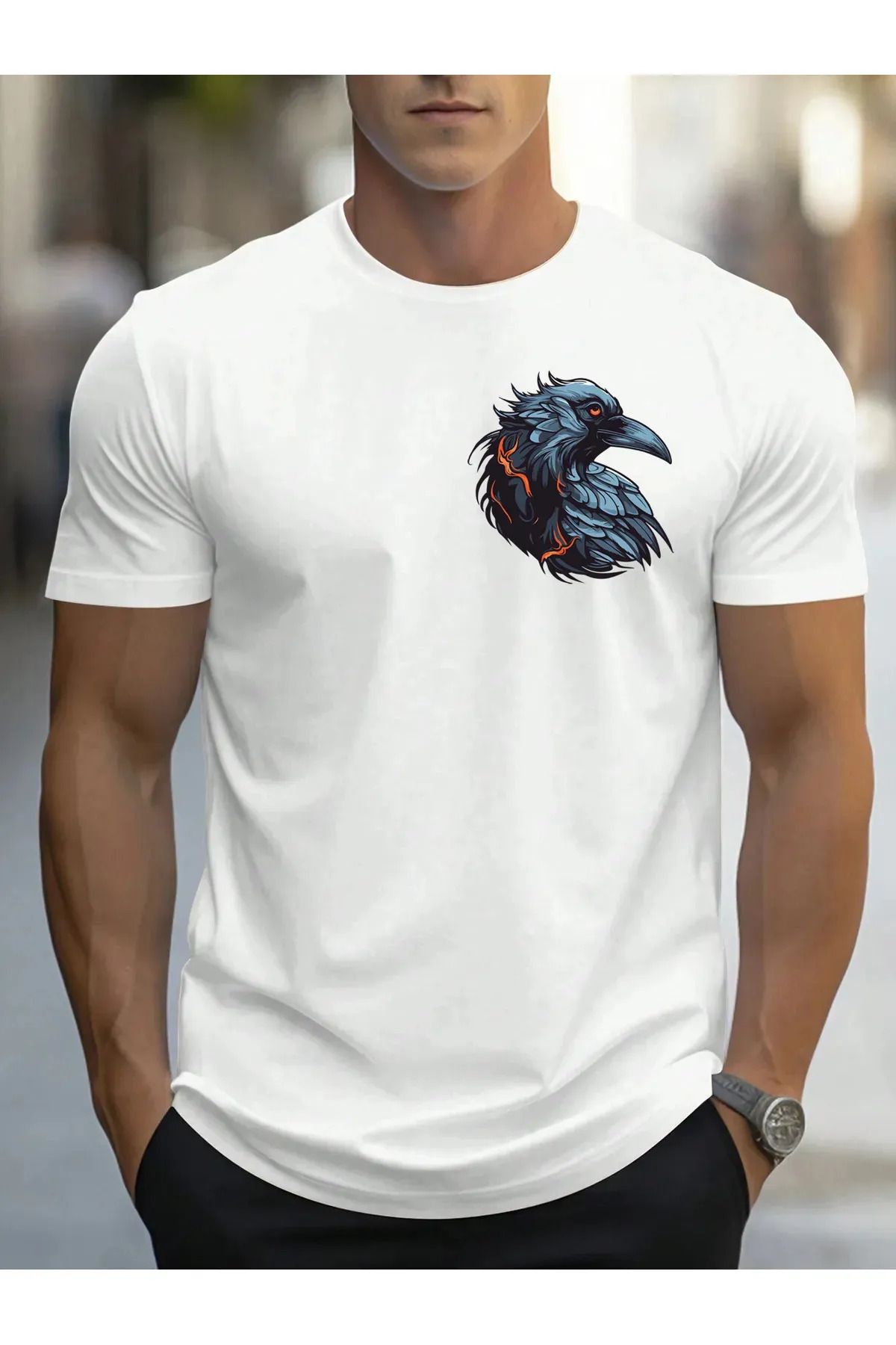 FeaR LeeS Kuzgun Baskılı Oversize T-shirt
