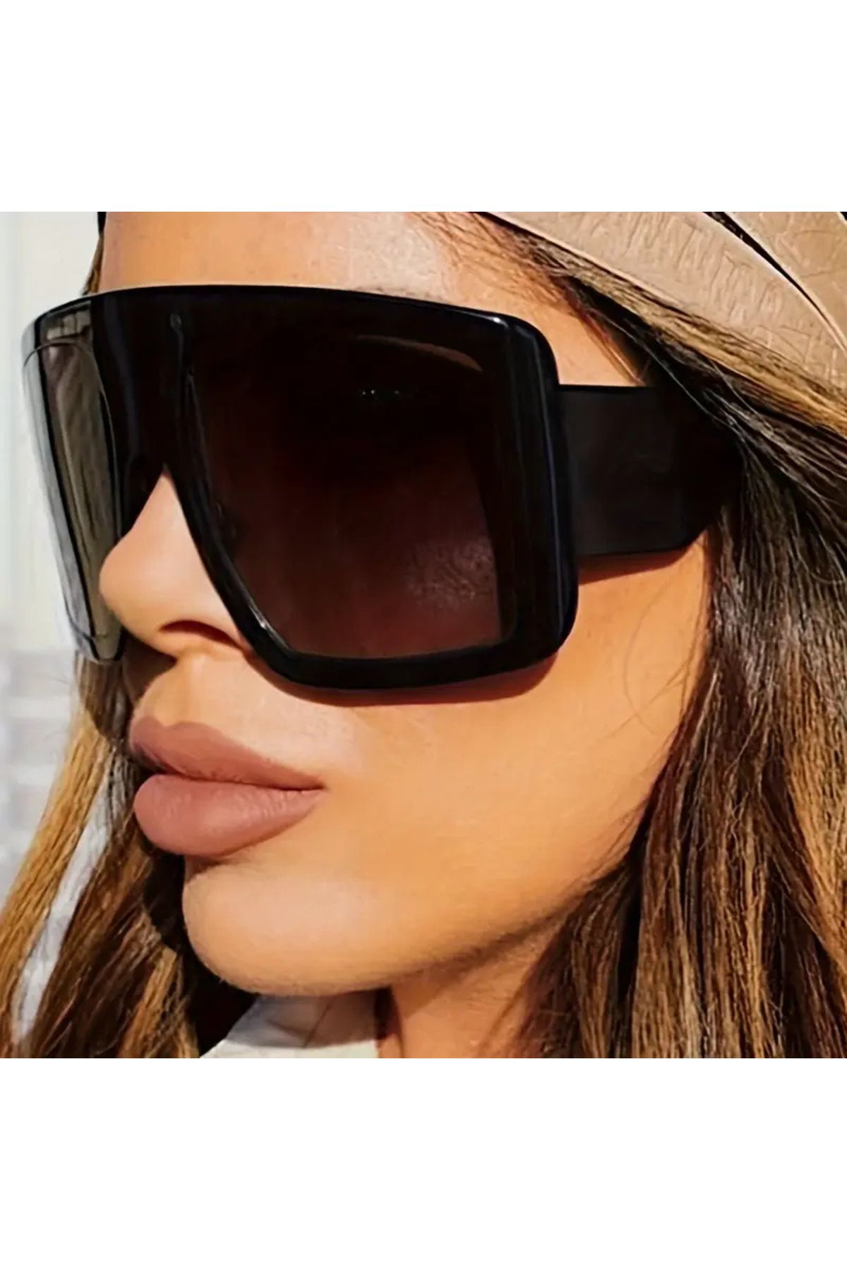 WasWink Yeni Kare Kavisli Büyük Çerçeve Moda Gözlük Mat Siyah Renk