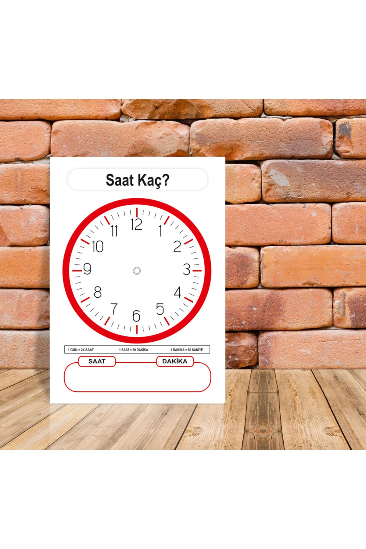Ligona Home Yaz Sil Saat Kaç Materyali Çocuk Saat Öğrenme Türkçe Eğitim Yaz-sil Pvc Poster A4