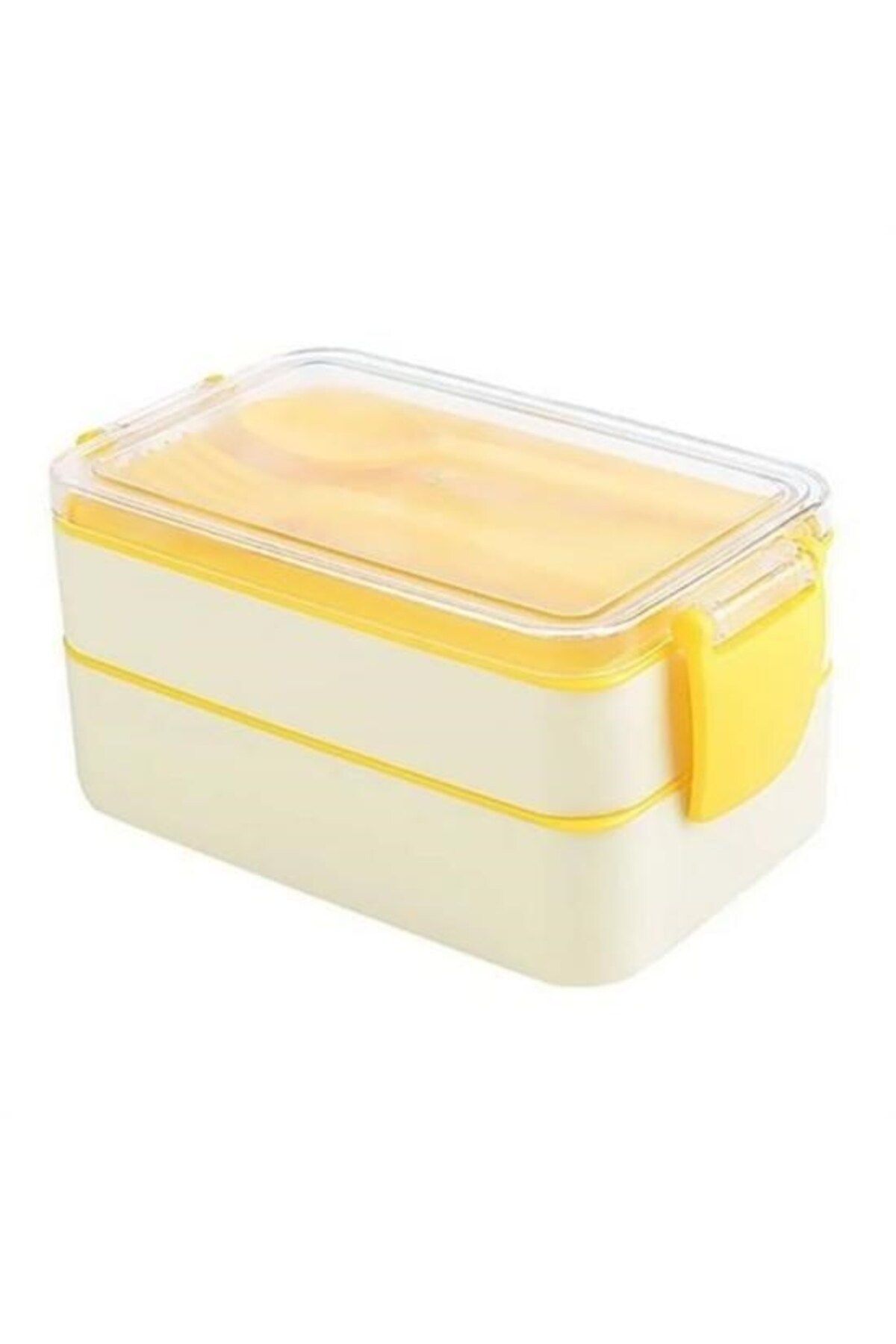 KfksStore 2 Bölmeli Çok Amaçlı 900 ml Kapasiteli Çatal Kaşıklı Dayanıklı Beslenme Kabı Yiyecek Kutusu