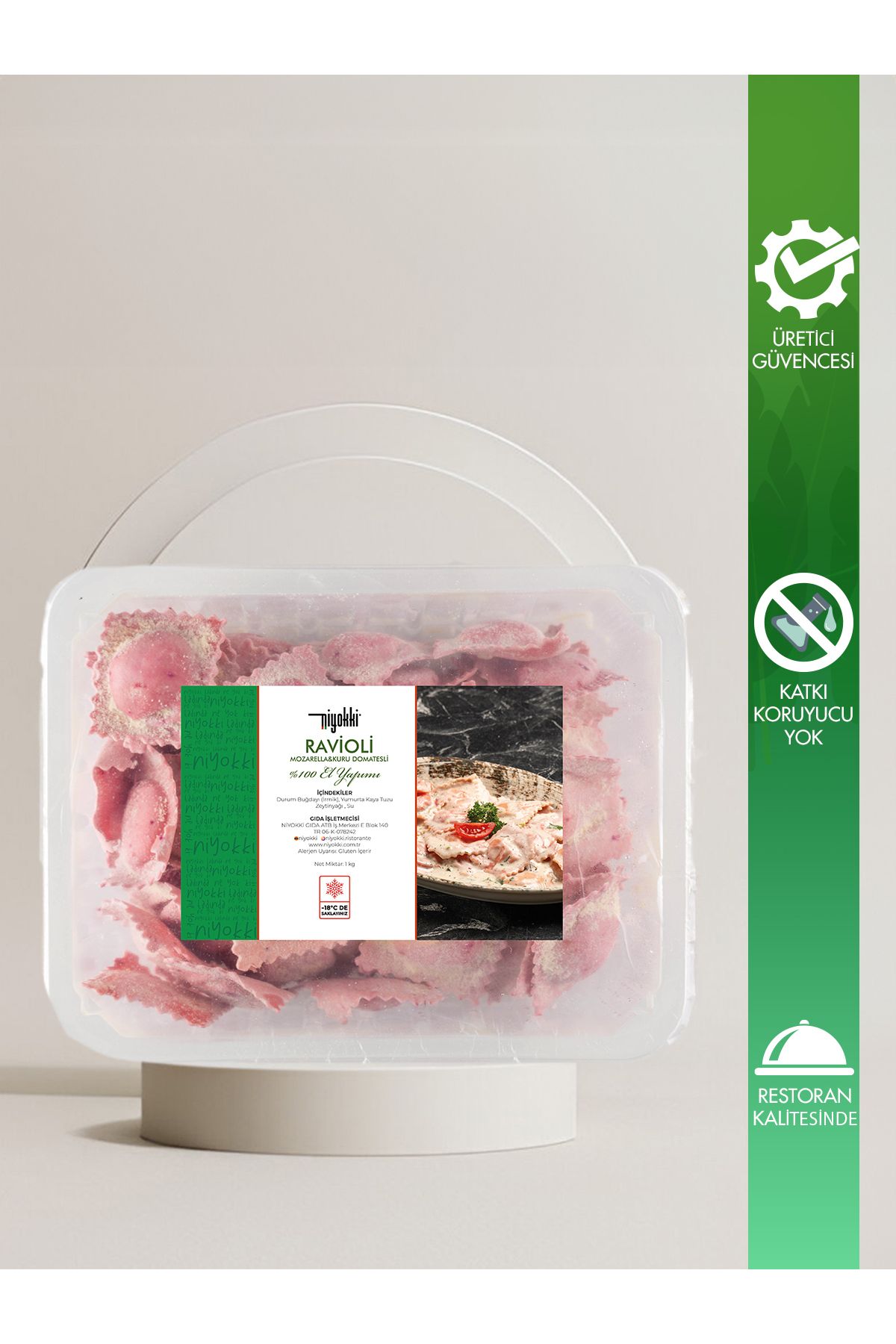 niyokki doğal makarna evi Niyokki Ravioli – Mozzarella ve Kuru Domatesli 600 g