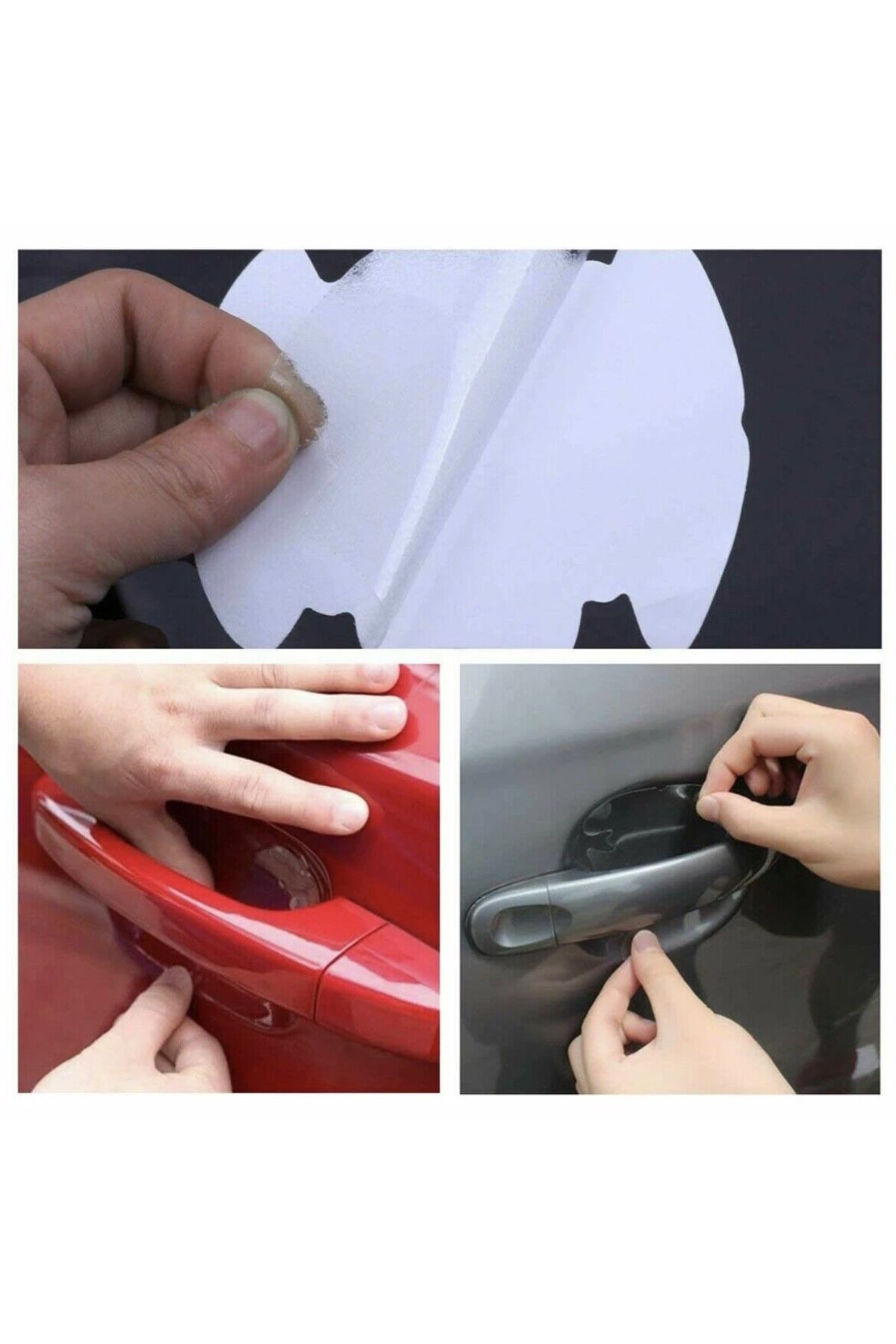 ÖYKÜ VE YİĞİT 8 Adet Araba Kapı Kolu Koruyucu Çizilme Önleyici Şeffaf Sticker Film Koruma Seti