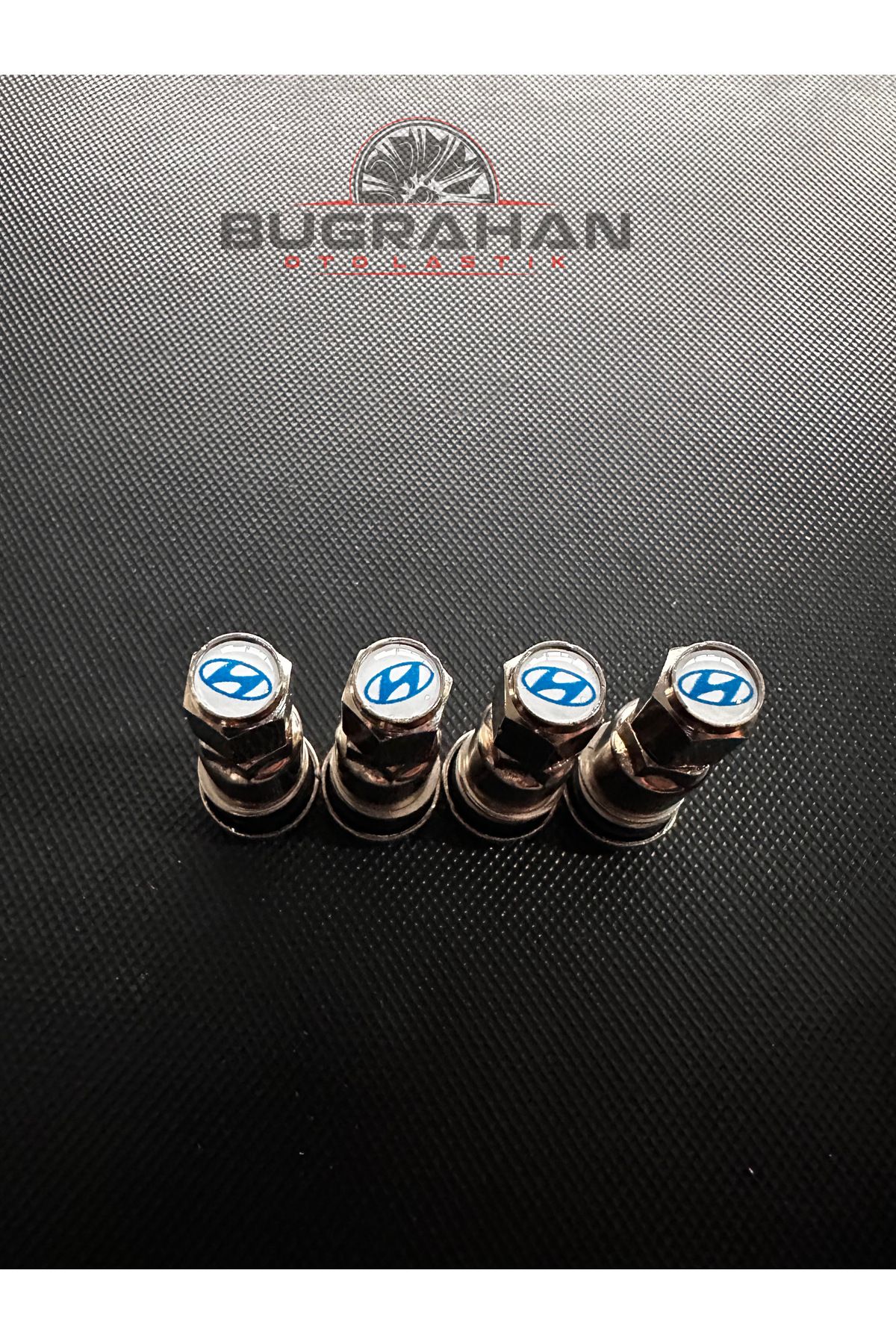 OEM HYUNDAİ Sibop Kapağı Logolu Tüm Araçlara Uyumlu A Kalite Paslanmaz Çelik Sibop 4 Adet