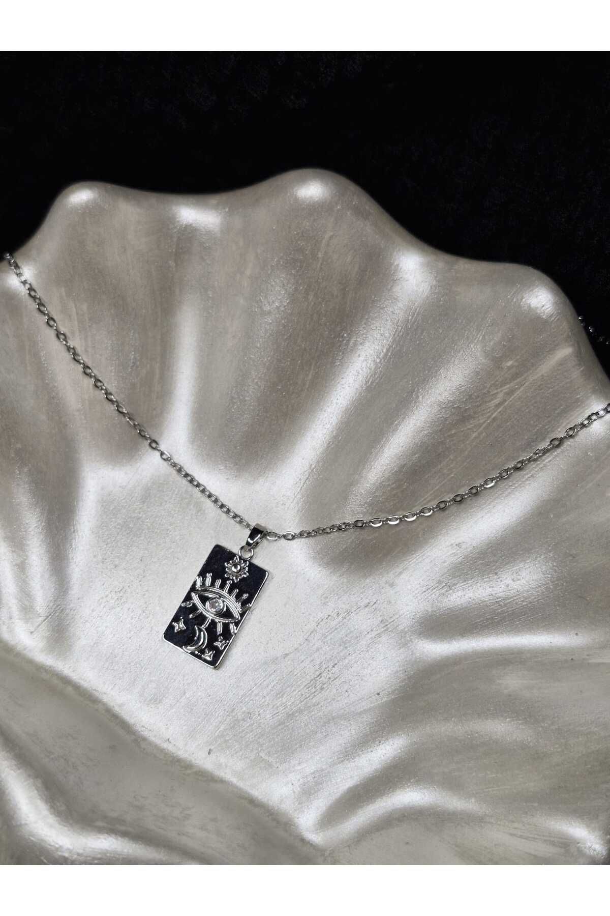 Palk Store Çelik Göz Tarot Kolye Gümüş