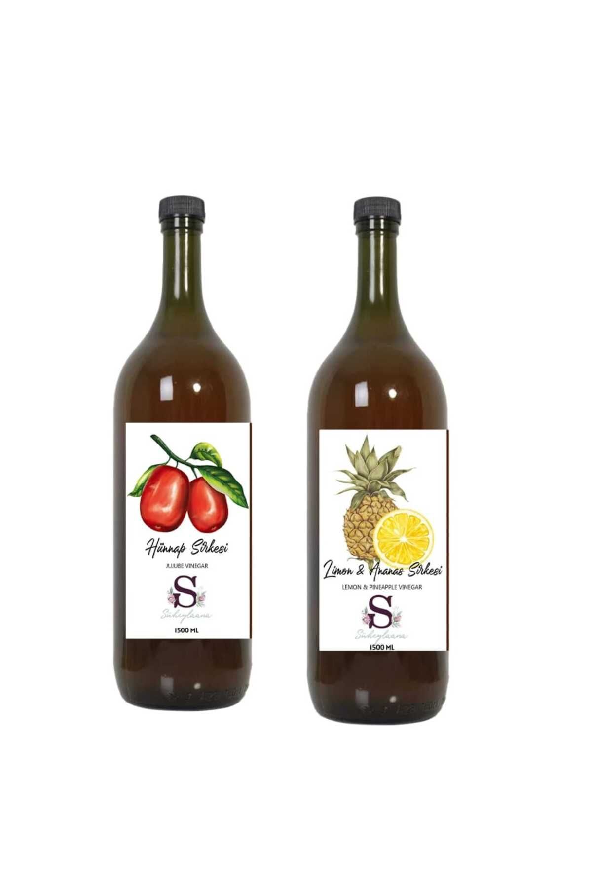 Süheylaana Doğal Hünnap Sirkesi 1500 Ml - Doğal Limon & Ananas Sirkesi 1500 Ml