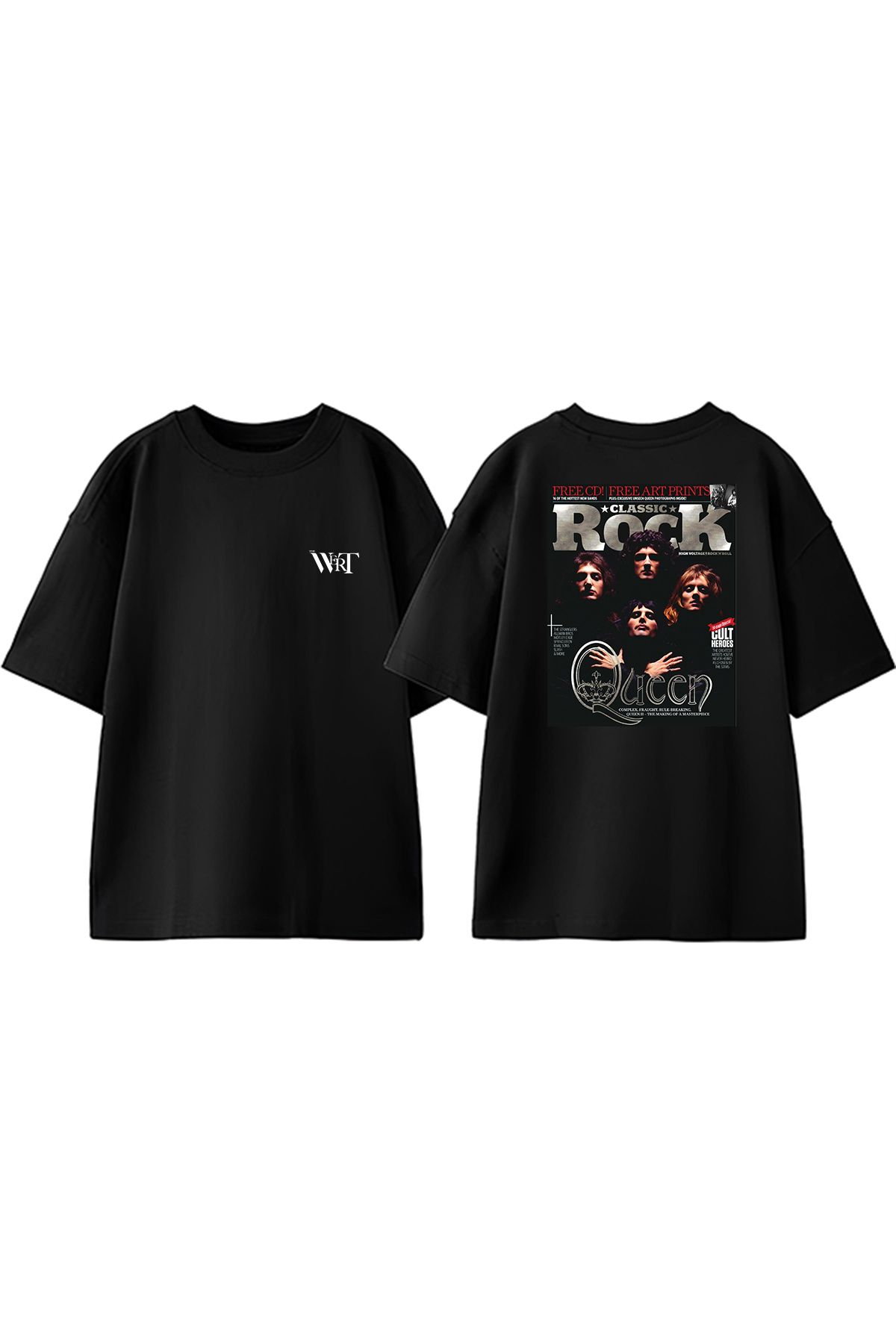 THEWERT Rock Queen Tasarım Sırt Baskılı Pamuk Siyah Oversize T-shirt