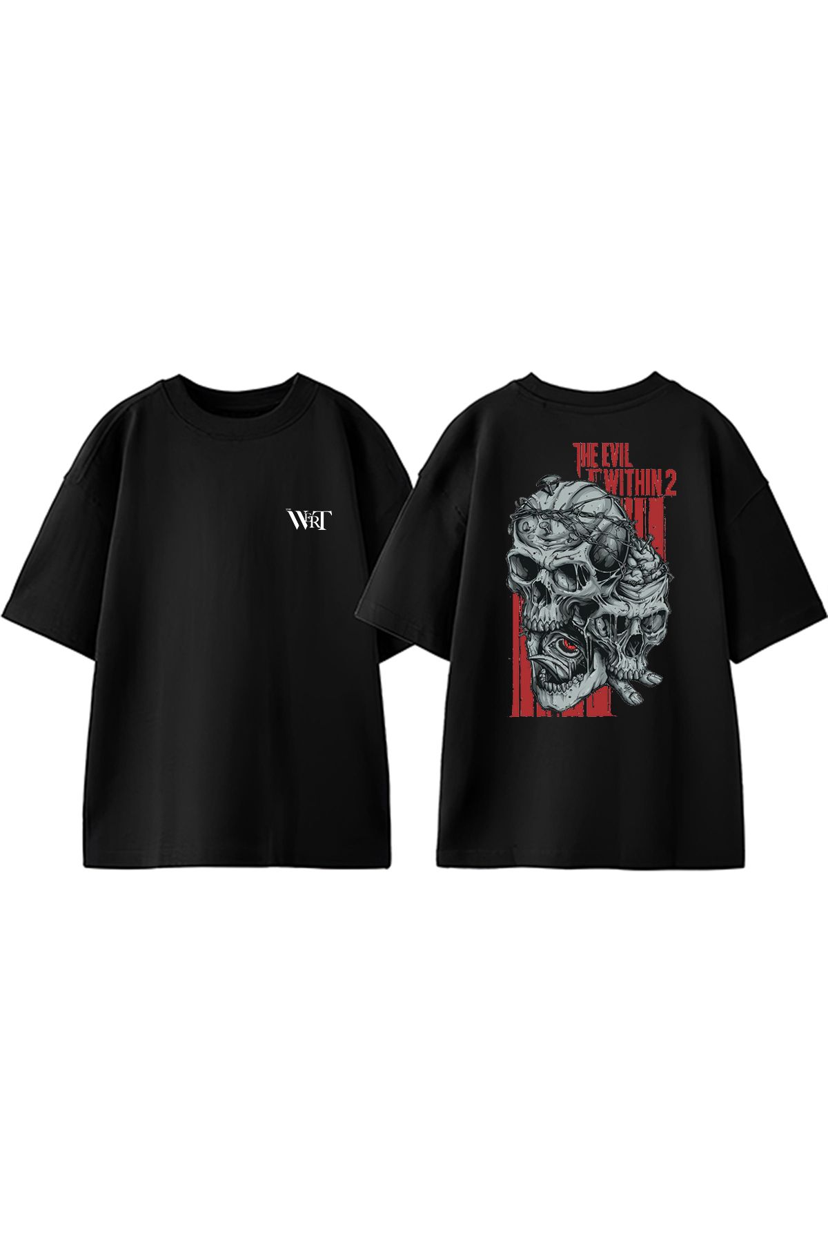 THEWERT The Evil Within 2 Tasarım Sırt Baskılı Pamuk Siyah Oversize T-shirt