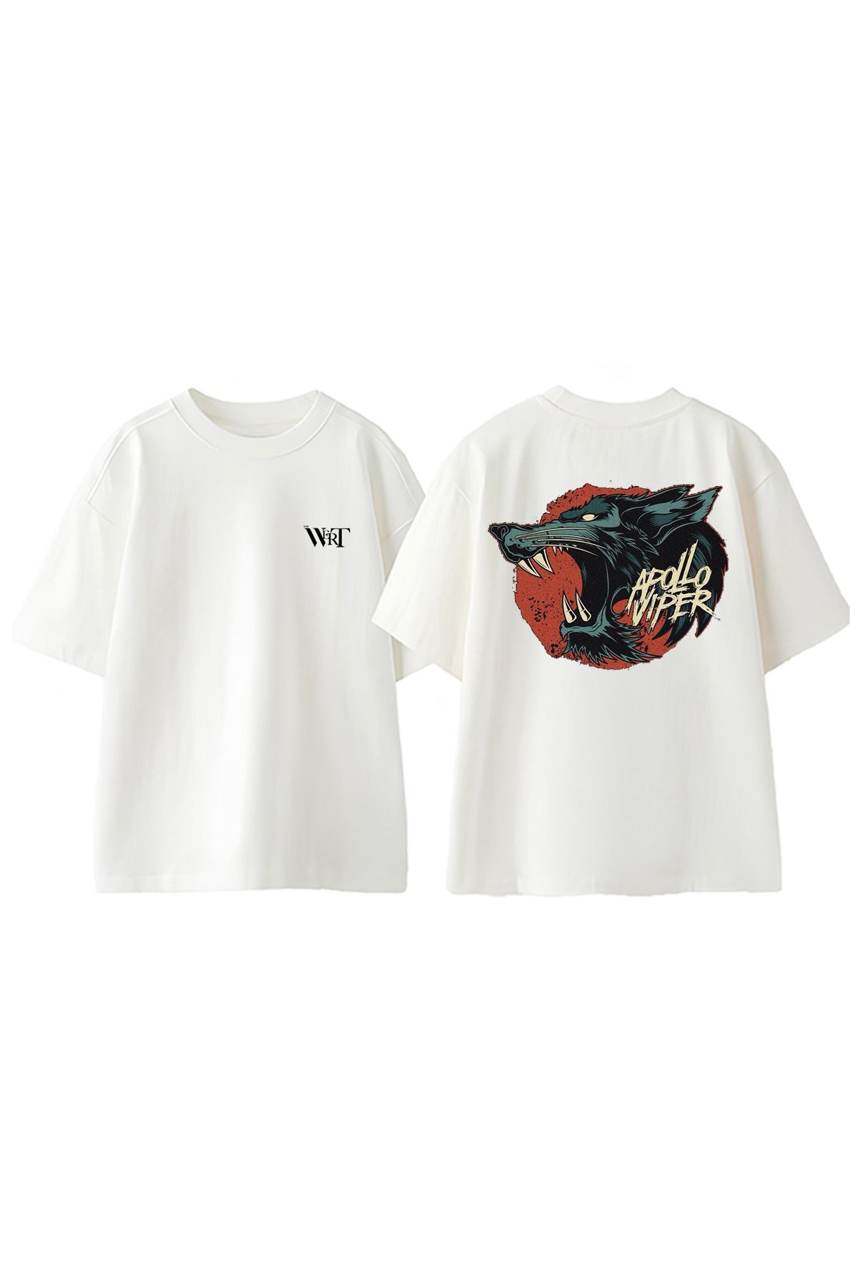 THEWERT The Apollo Viper Tasarım Sırt Baskılı Pamuk Beyaz Oversize T-shirt