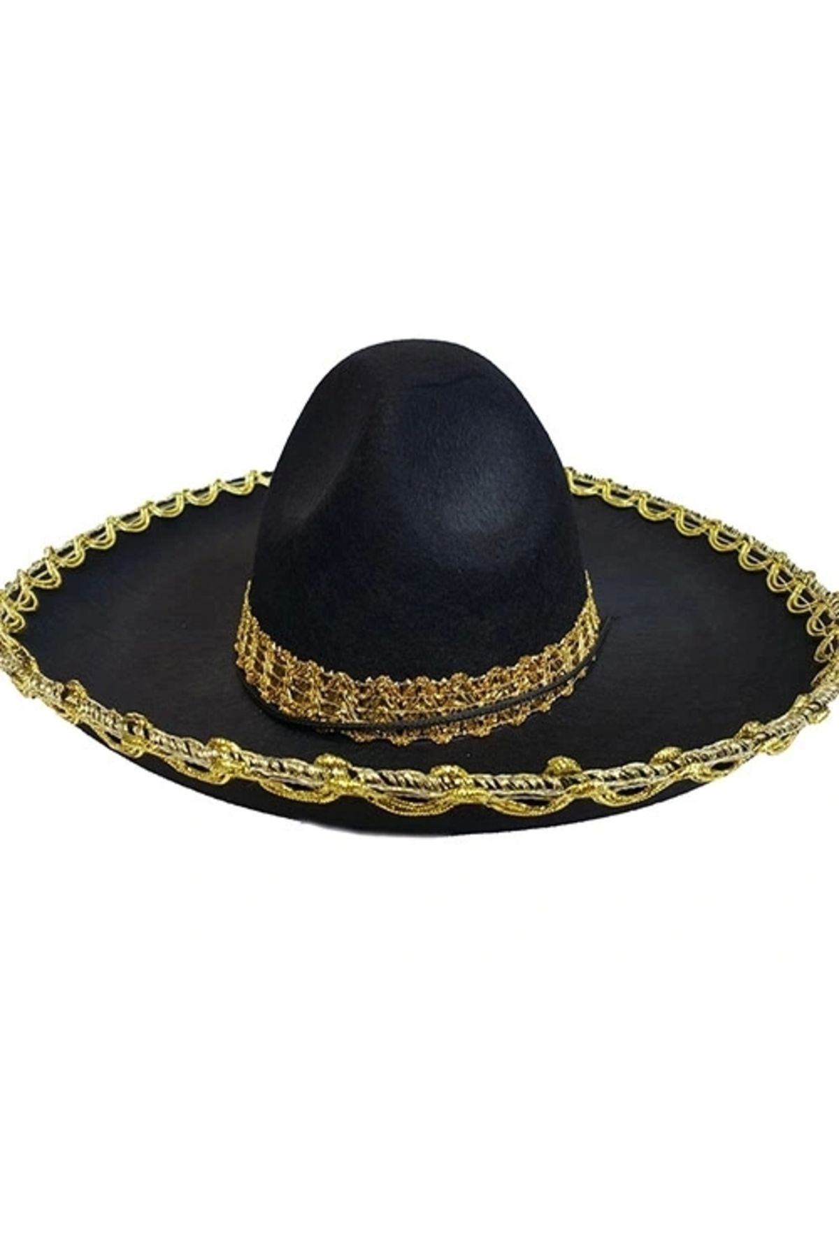 STOREMAX Altın Renk Şeritli Meksika Mariachi Latin Şapkası 55 cm Çocuk (5047)