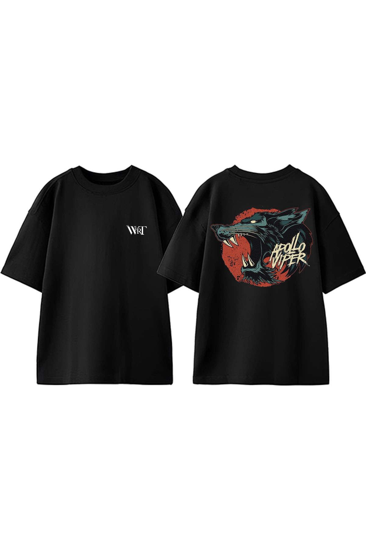 THEWERT The Apollo Viper Tasarım Sırt Baskılı Pamuk Siyah Oversize T-shirt