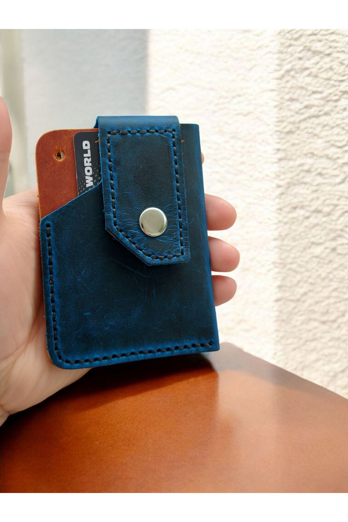 texde hakiki crazy deri cüzdan ve kartlık, unisex iki renkli geniş kullanım alanı nakit ve kart için uygun