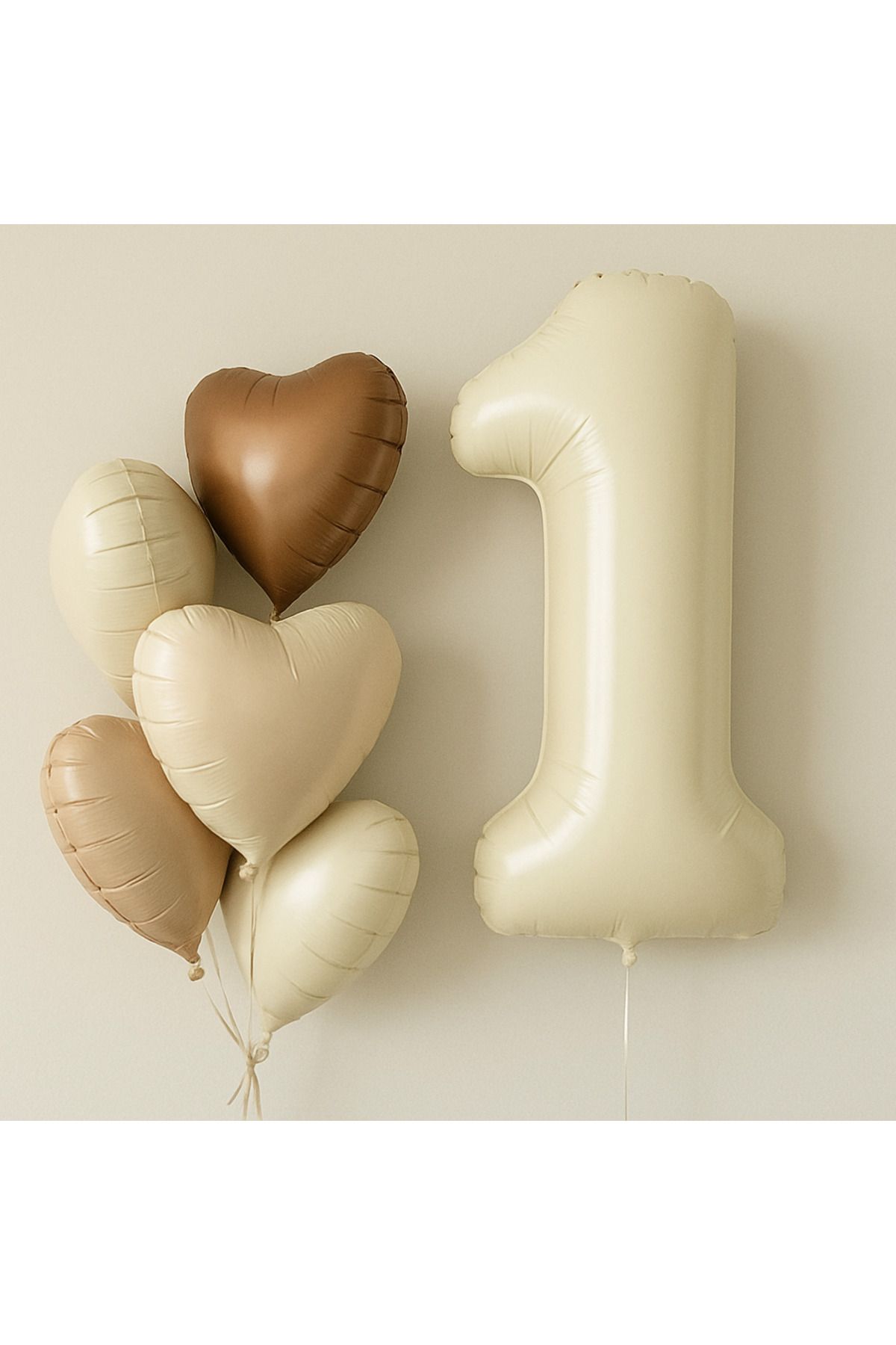 Harmonyparti 1 Yaş Krem Kalpli Balon Set