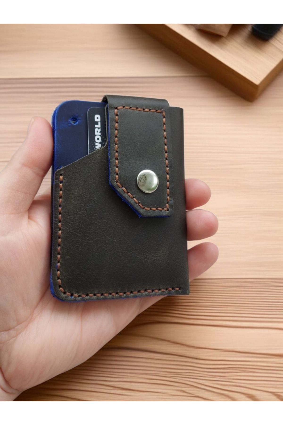 texde hakiki crazy deri cüzdan ve kartlık, unisex iki renkli geniş kullanım alanı nakit ve kart için uygun