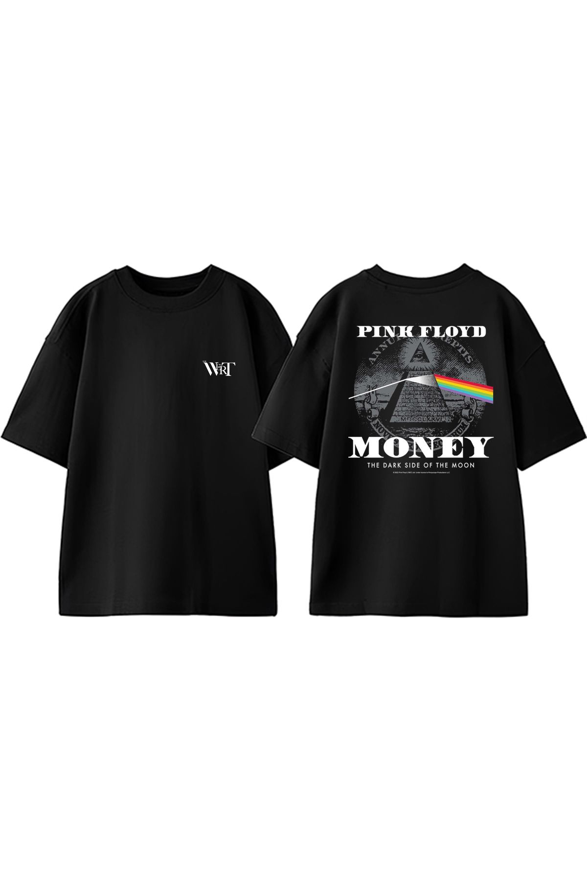 THEWERT Pink Floyd Money Tasarım Sırt Baskılı Pamuk Siyah Oversize T-shirt