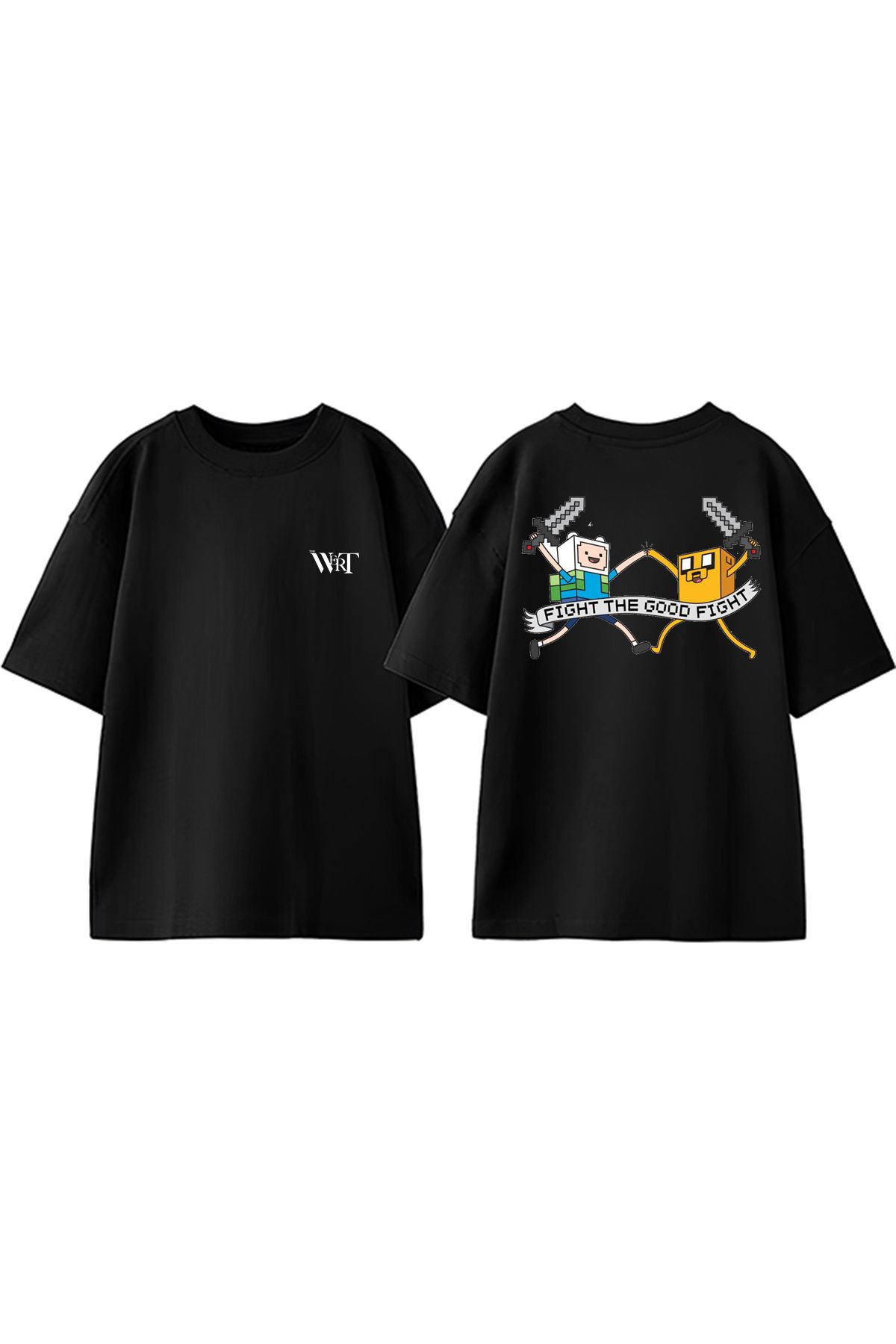 THEWERT Weekend Warrior Tasarım Sırt Baskılı Pamuk Siyah Oversize T-shirt
