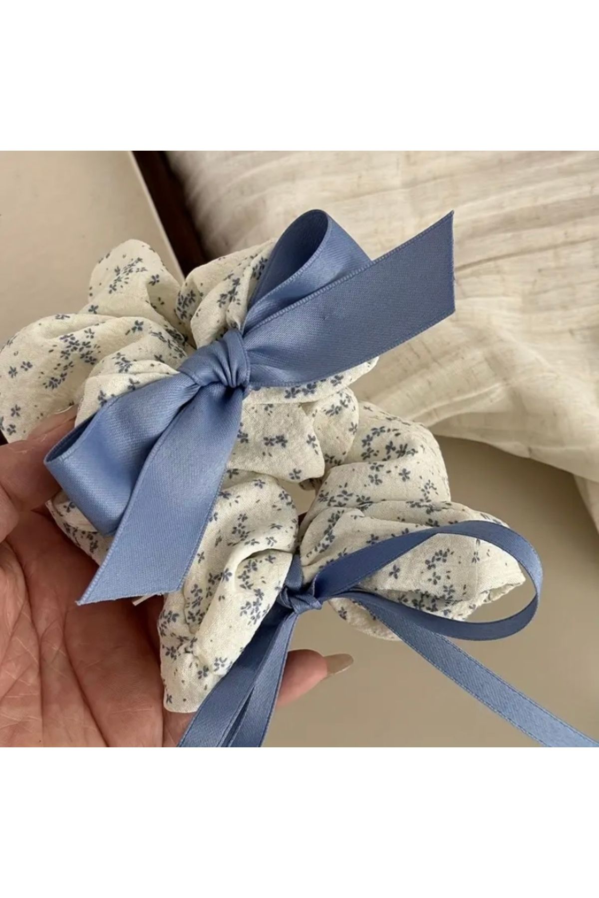 Accessories Vanilla Avenue 2'li Şık Mavi Kurdele Detaylı Lastik Kadın Toka