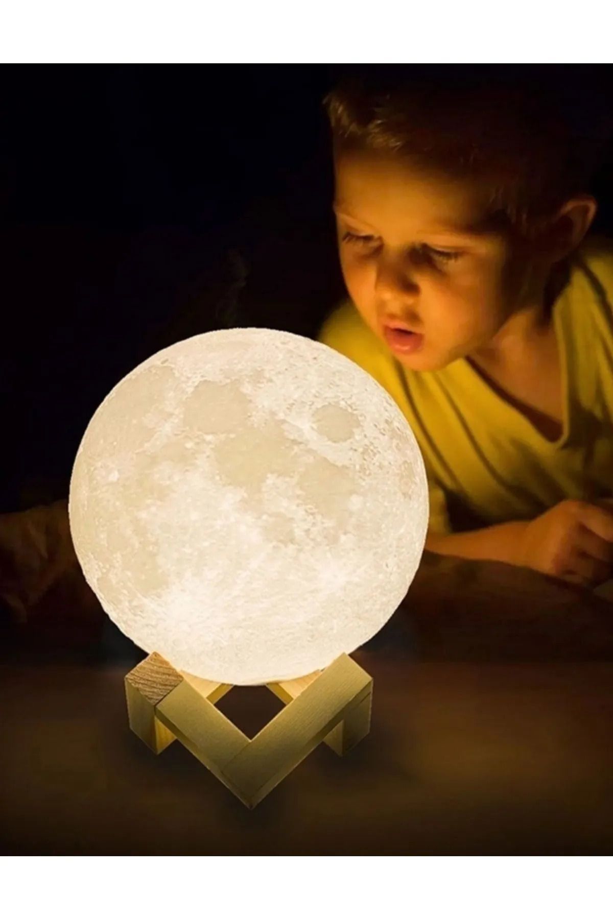 ALPJOY Dekoratif Işıklı Ay Küre Gece Lambası 3D Ay Standlı 15 cm