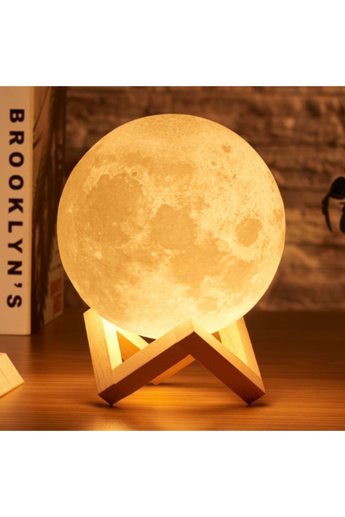 ALPJOY Dekoratif Işıklı Ay Küre Gece Lambası 3D Ay Standlı 12 cm