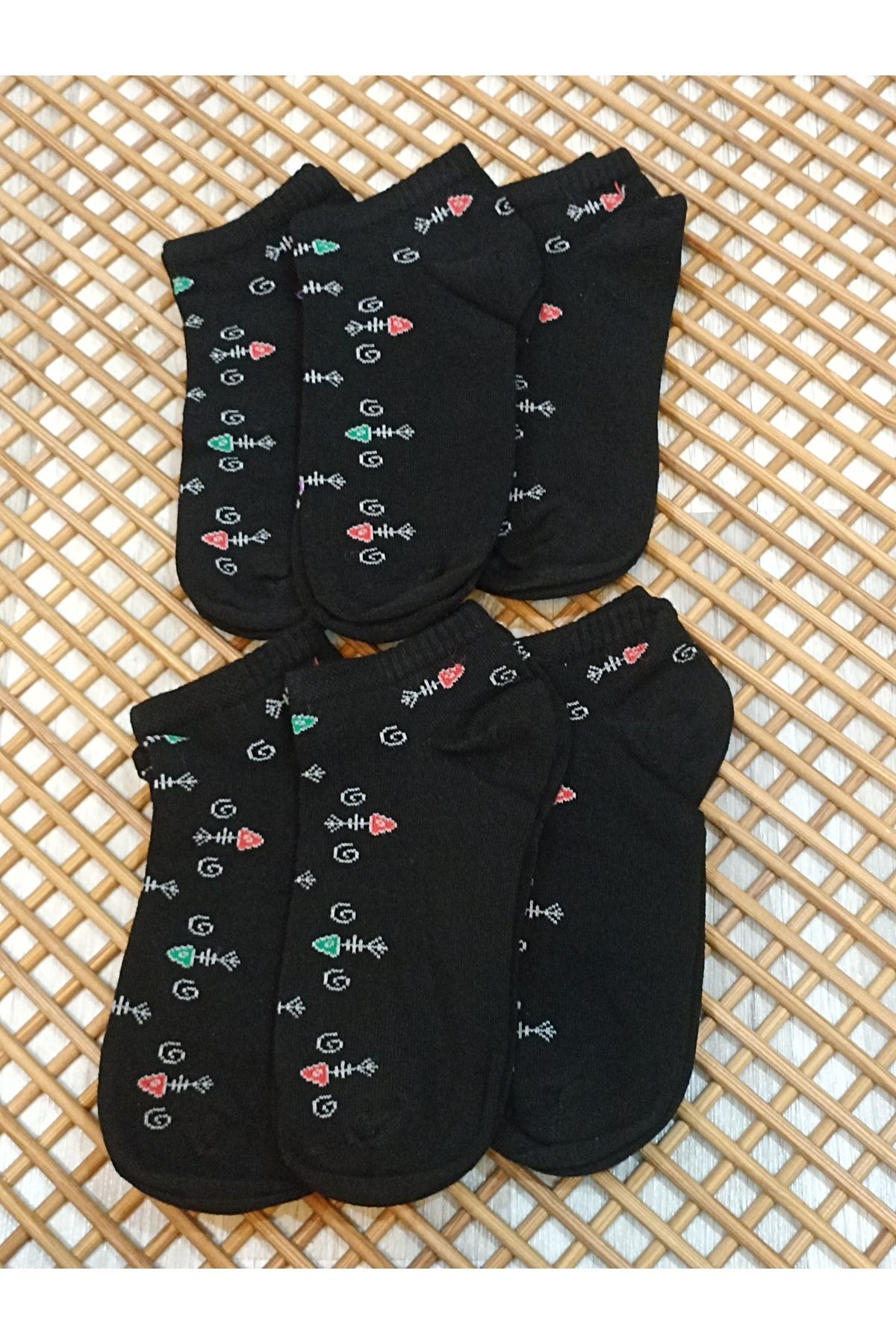Rocks For Dikişsiz Burun 6 Çift Kadın Desenli Patik Çorap