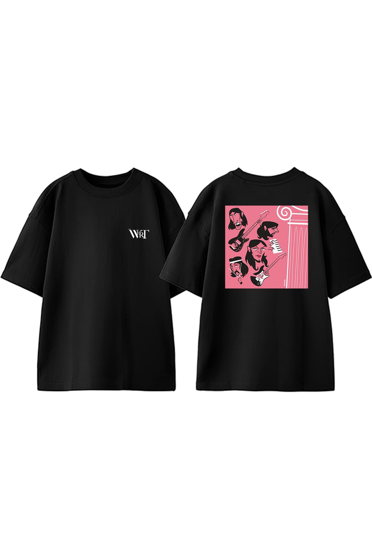 THEWERT Pink Floyd Diego Tasarım Sırt Baskılı Pamuk Siyah Oversize T-shirt