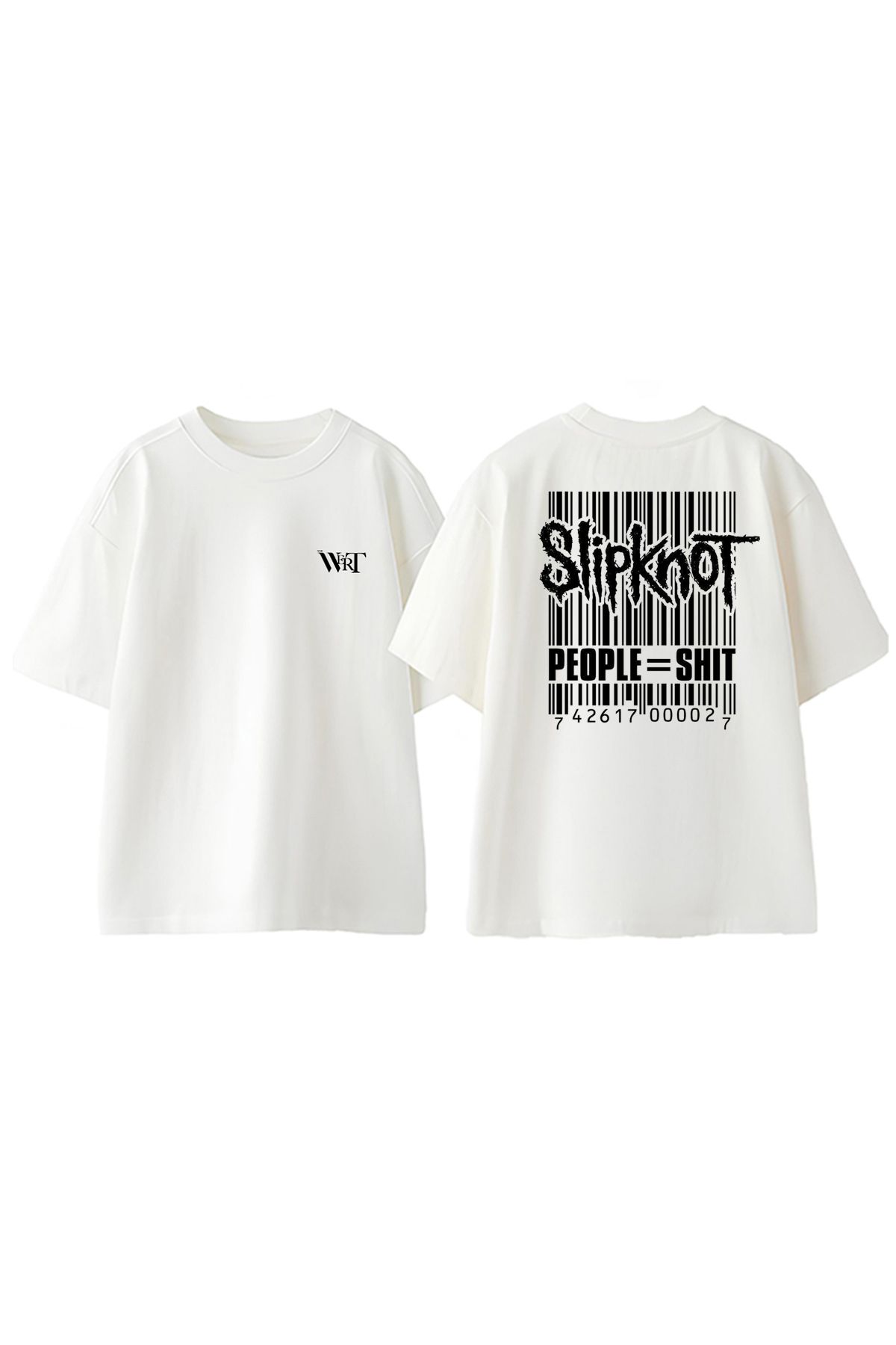 THEWERT Slipknot People Shıt Tasarım Sırt Baskılı Pamuk Beyaz Oversize T-shirt