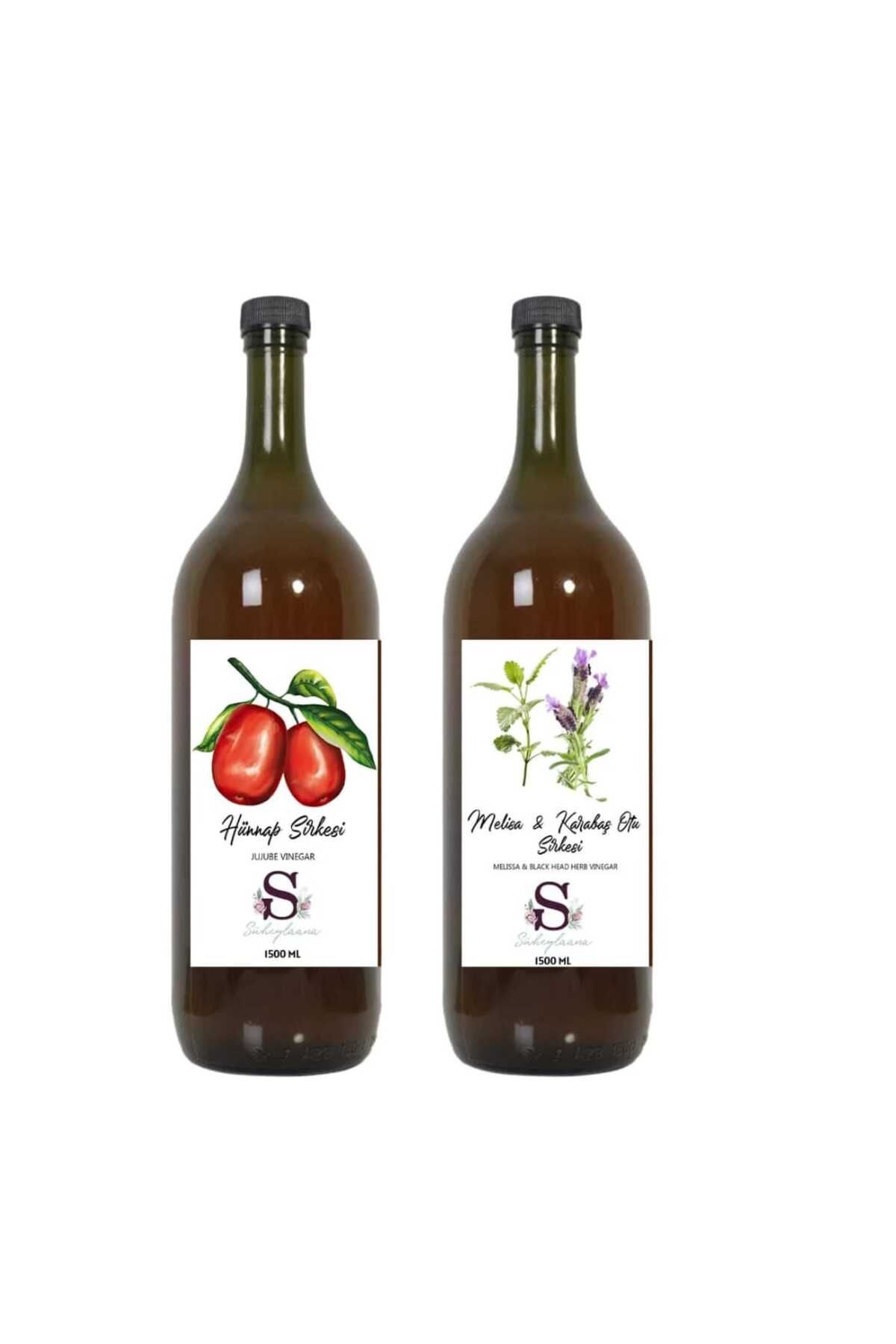 Süheylaana Doğal Hünnap Sirkesi 1500 Ml - Doğal Melisa & Karabaş Otu Sirkesi 1500 Ml