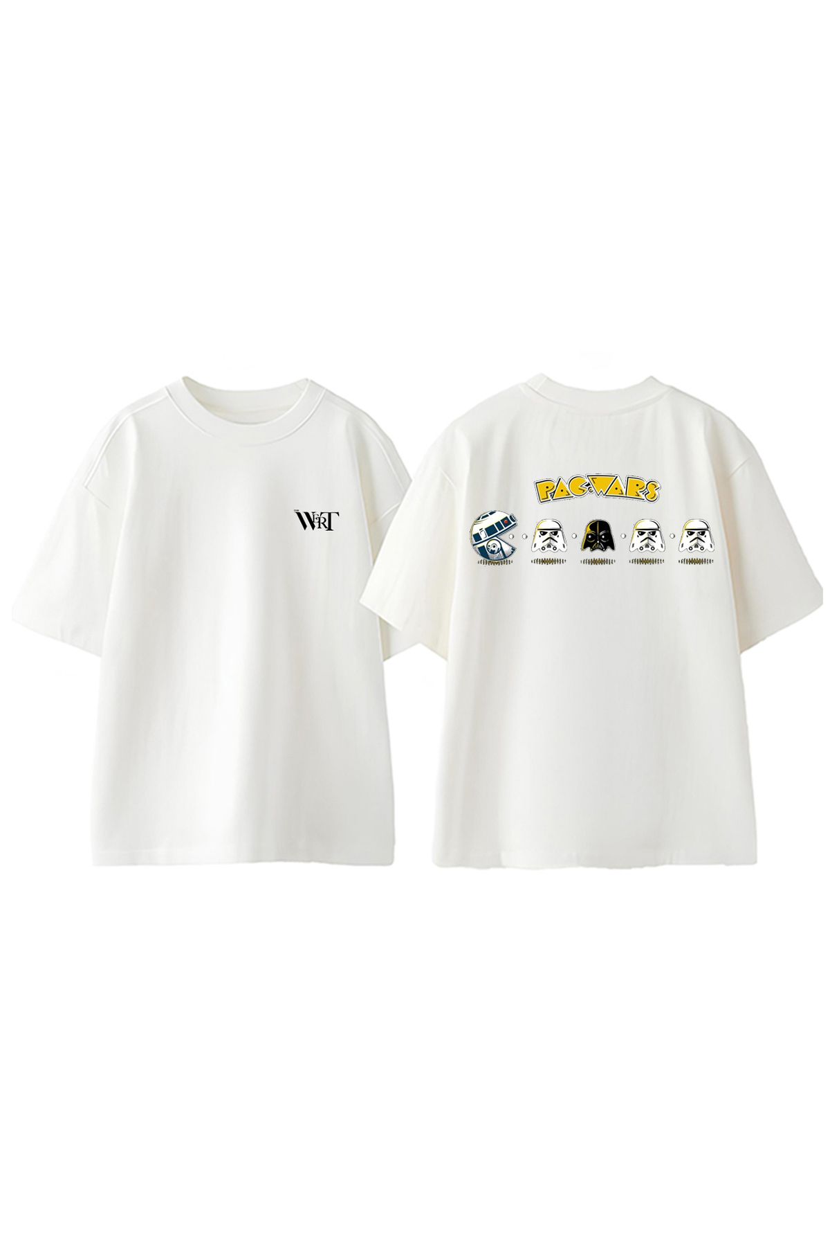 THEWERT Pacwars Tasarım Sırt Baskılı Pamuk Beyaz Oversize T-shirt
