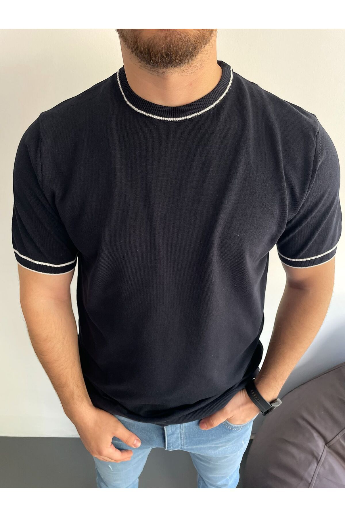 Pablomoda Bisiklet Yaka Örme Triko T-shirt
