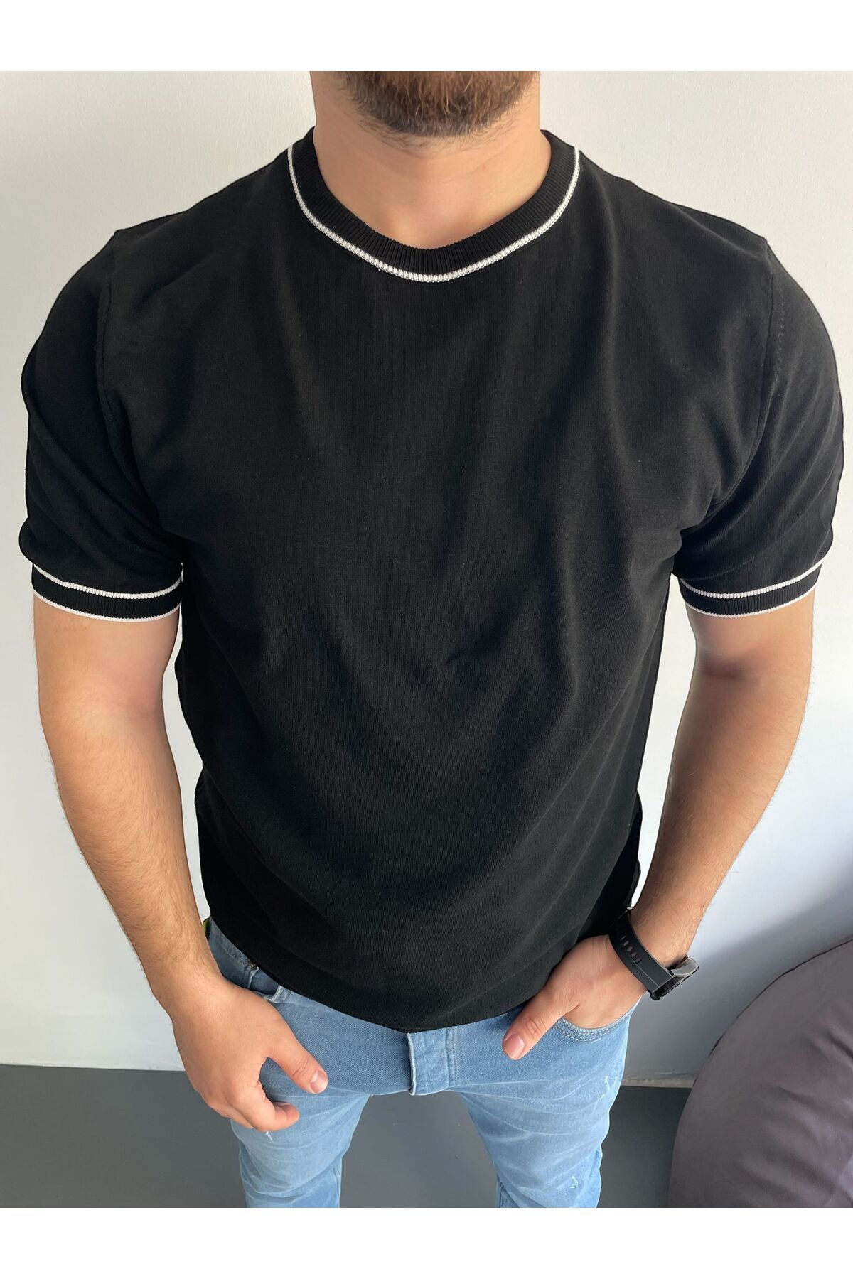 Pablomoda Bisiklet Yaka Örme Triko T-shirt