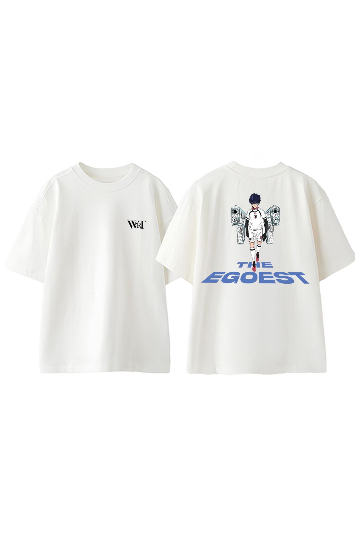 THEWERT The Egoest Tasarım Sırt Baskılı Pamuk Beyaz Oversize T-shirt