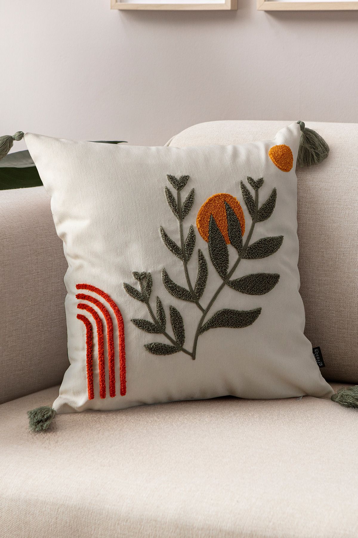 SWITA Comfort Serisi Punch İşlemeli Keten Kırlent Kılıfı 43x43 cm