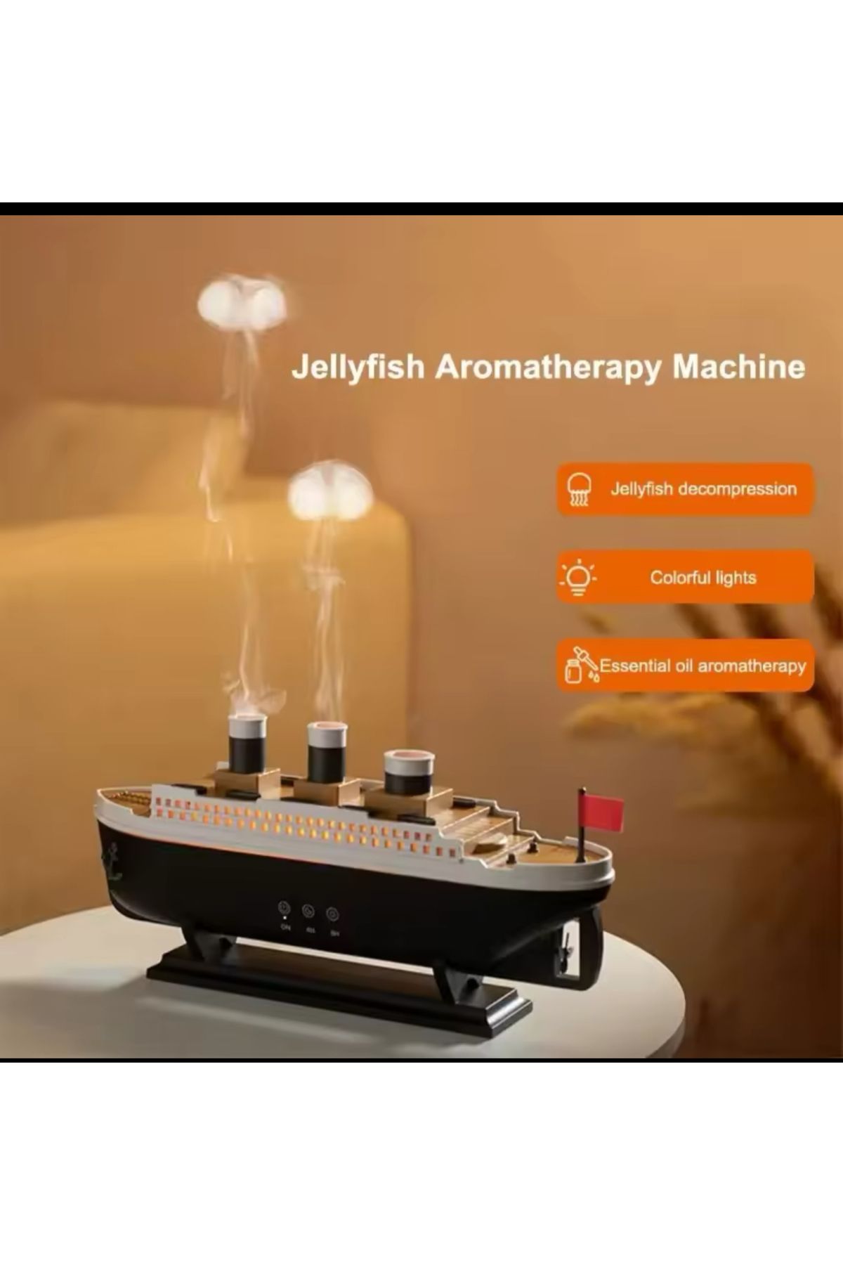 Voground Titanic Gemi ModeliHava Nemlendirici Uçucu Yağ Difüzörü Denizanası Duman Halkası Sprey AROMA YAYICI