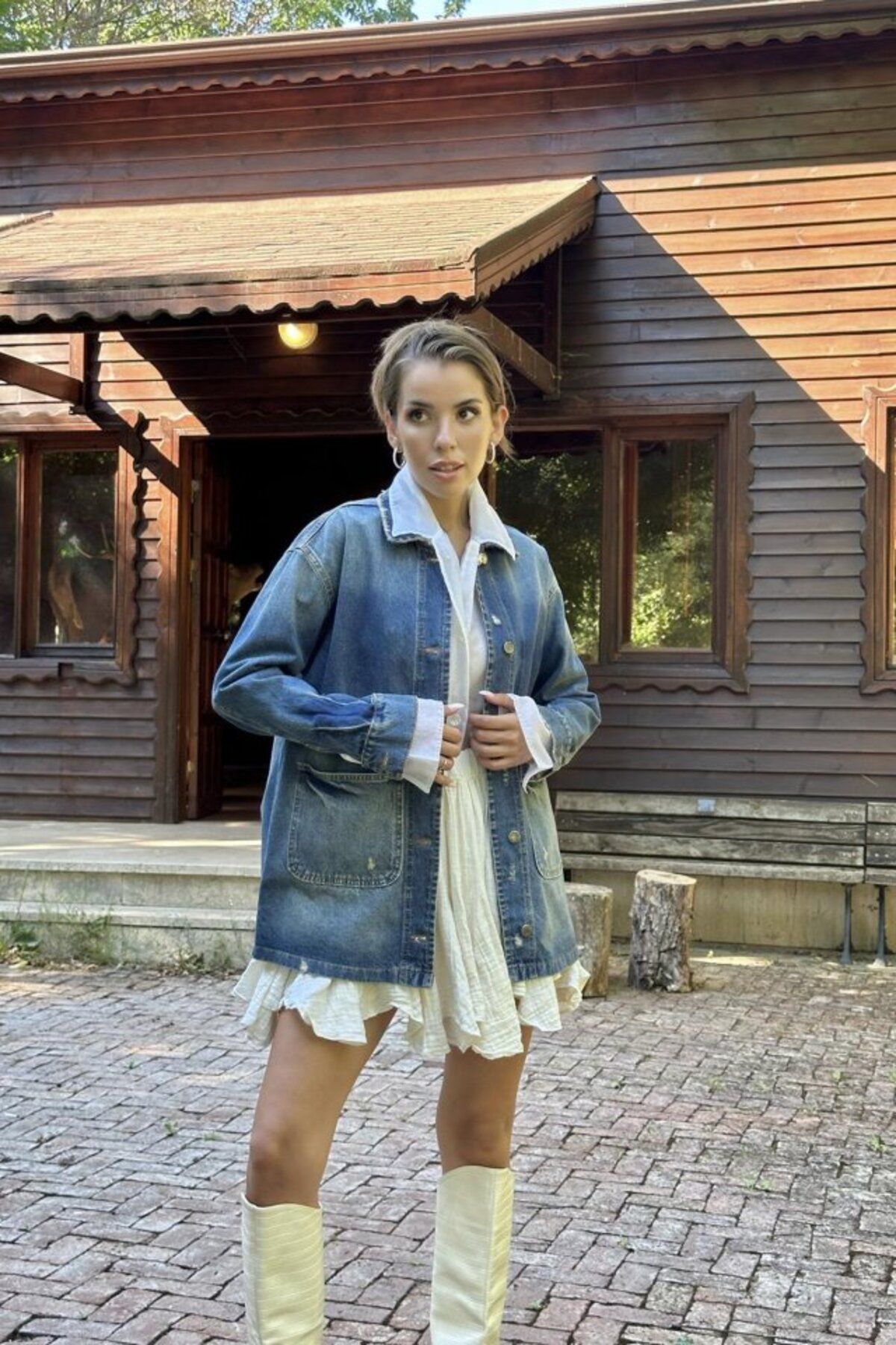 royq Mavi Vintage Kot Ceket
