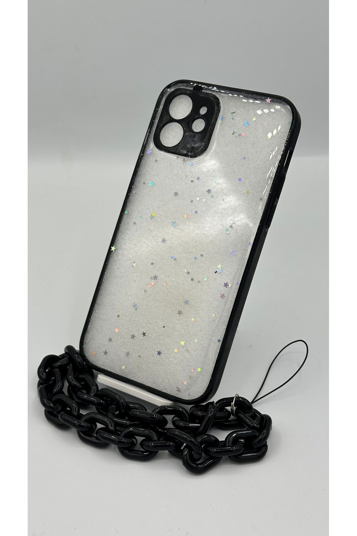 Genç 2 Teknoloji iPhone 12 ŞEFFAF SİMLİ RENKLİ ZİNCİR BİLEK ASKI HEDİYELİ KILIF