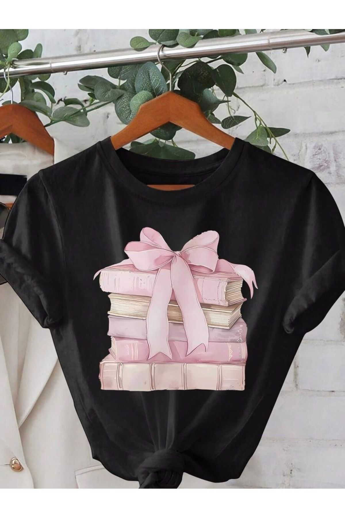 OVER HEAD Kadın Kitaplık Kurdele Baskılı Oversize T-shirt