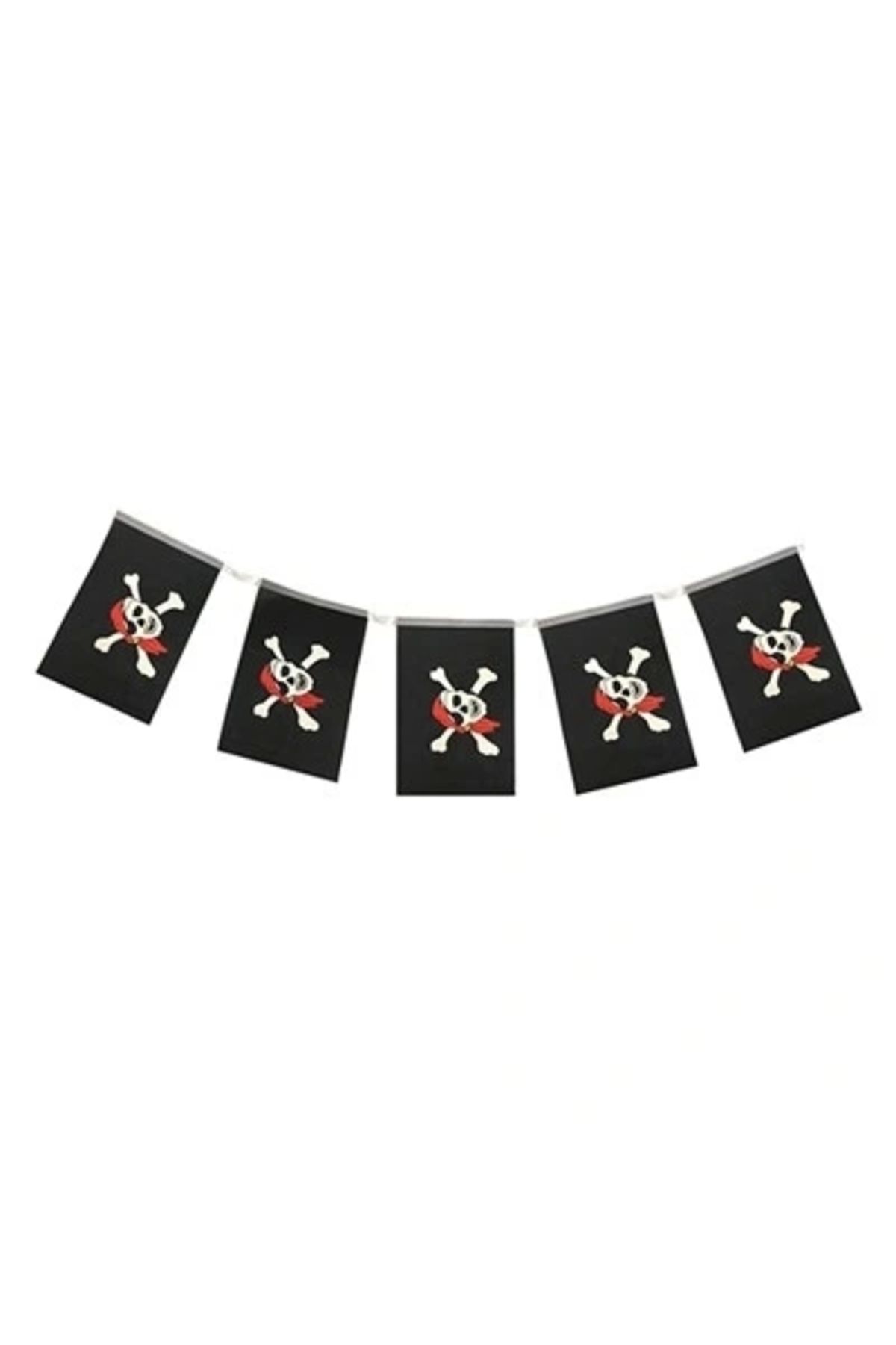STOREMAX Korsan Partisi Korsan Logo Baskılı Flama Süs Afiş Süsleme 8 li (5047)