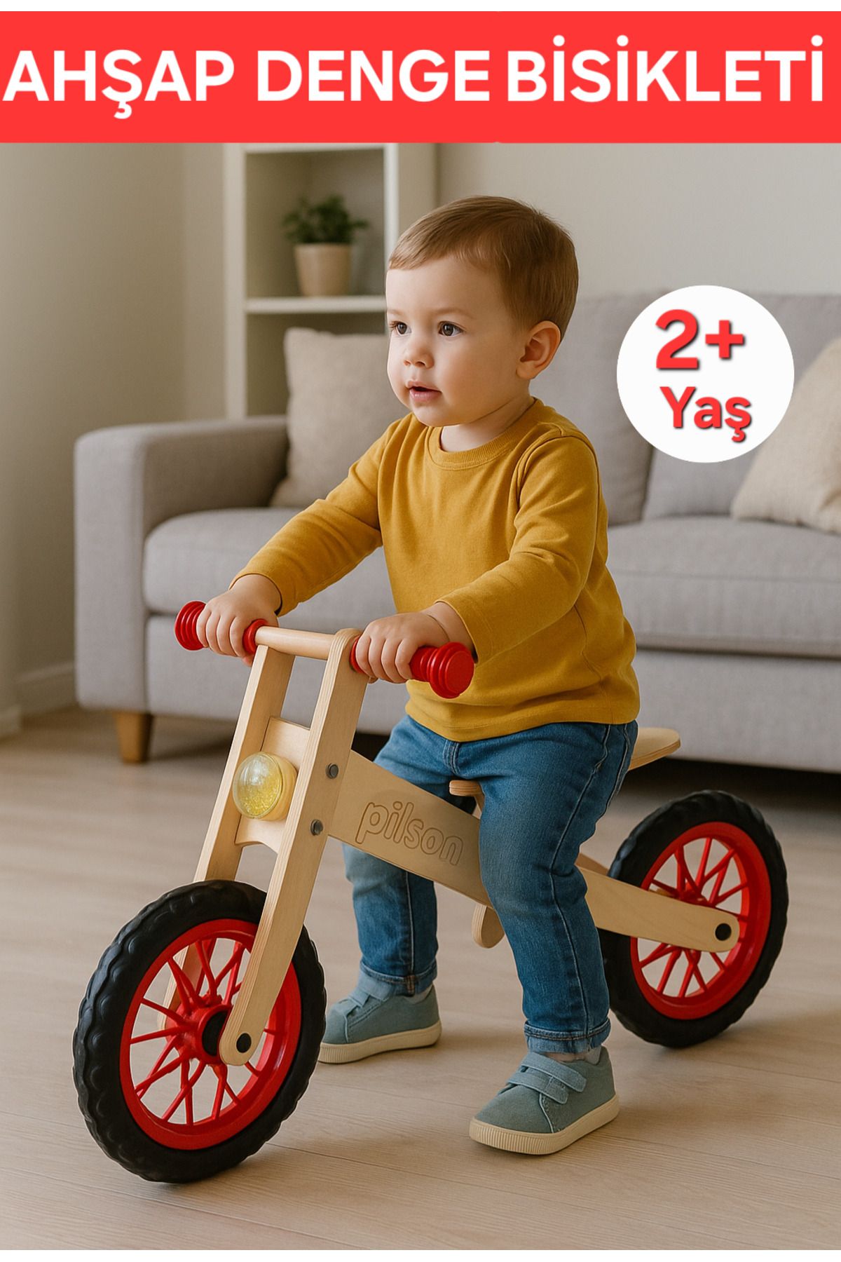 Scooter Montessori Stil Ahşap Denge Bisikleti | 2+ Yaş | 77,5x52 cm