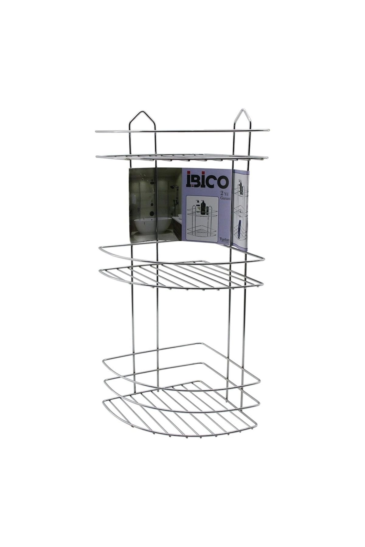 STOREMAX 3 KATLI - ÜÇGEN KROM METAL BANYO KÖŞELİK - DUŞKABİN RAF (5047)