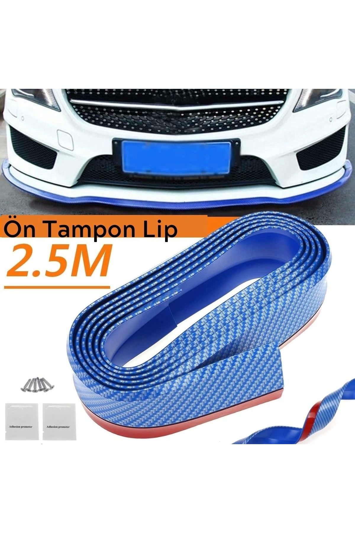 STOREMAX Mavi 2,5 Metre Araba Oto Ön Tampon Koruyucu Kauçuk Pratik Tampon Şerit Bant Döşeme Kiti (5047)