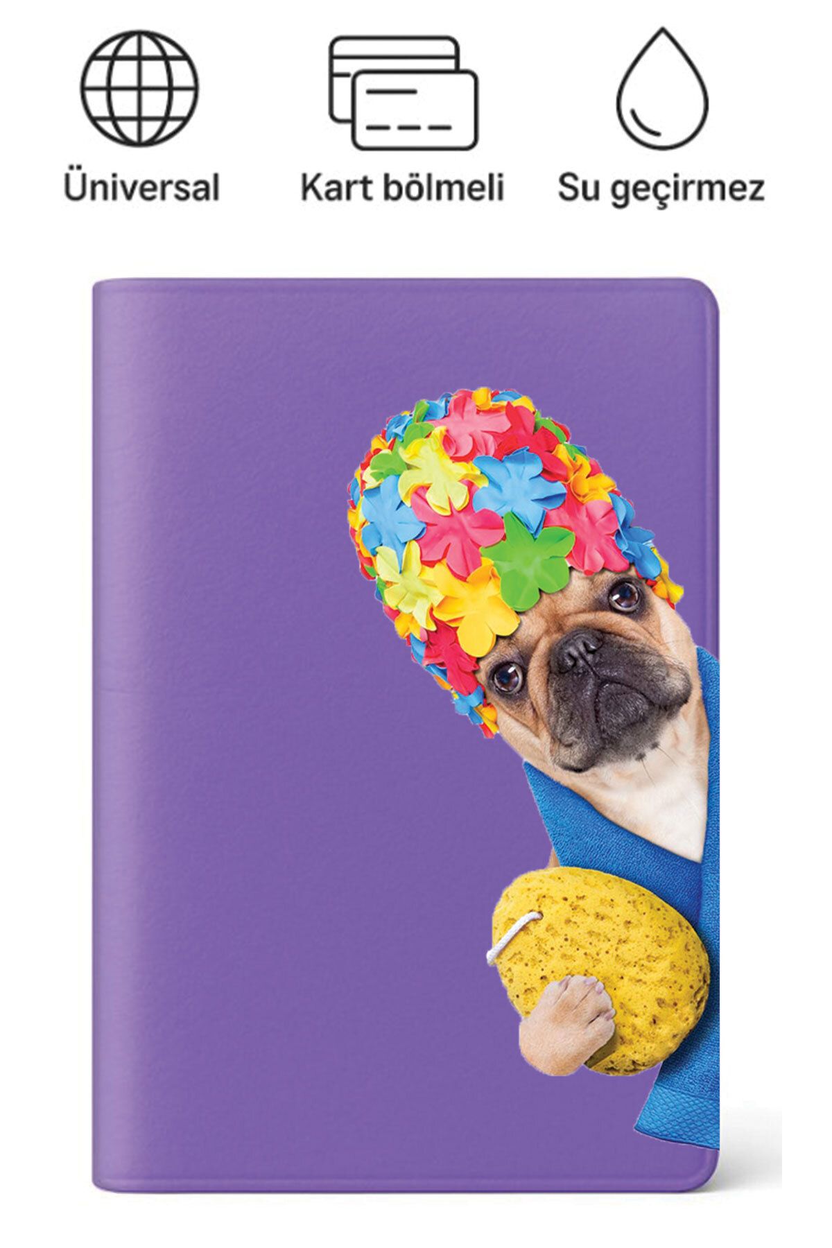 ADACASE Pasaport Kılıfı Pasaportluk Desenli Pasaport Kabı Su Geçirmez Beauty Pug