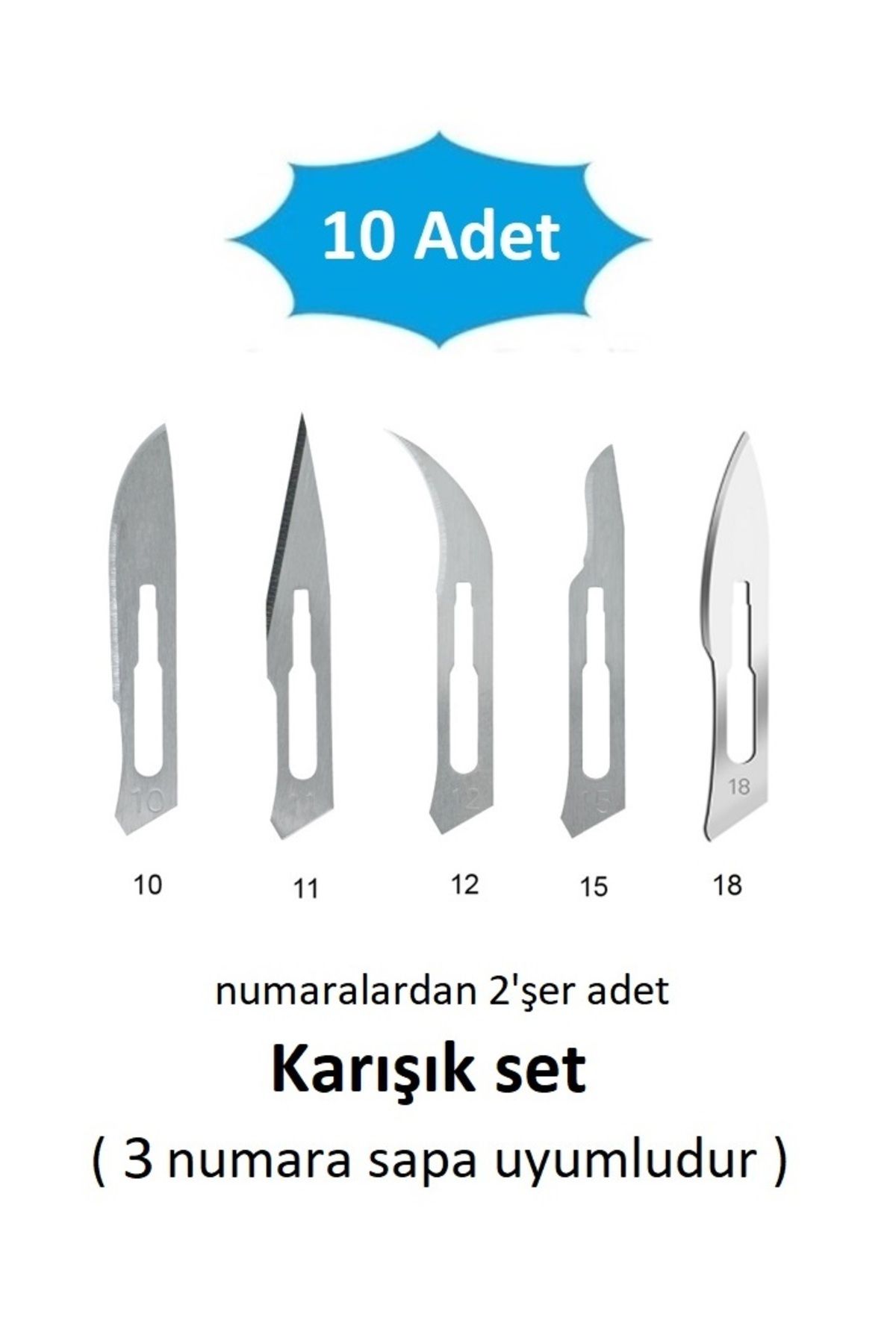 QBR Home 10lu paket Karışık Ahşap Heykel Oyma Sanat Yedek Bıçağı ( 2şer adet no:10-11-12-15-18 karışık set)