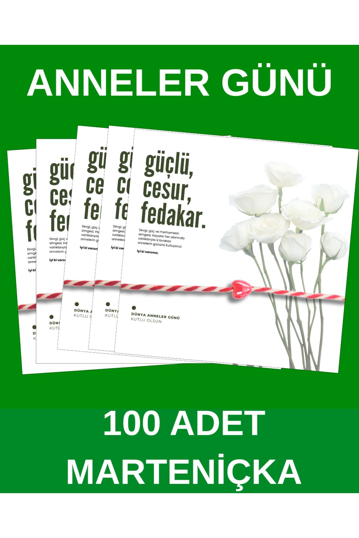Taş Sanatı Doğaltaş Anneler Günü Kırmızı Kalpli Hediye Marteniçka Şans Bilekliği - ( 100 Adet )