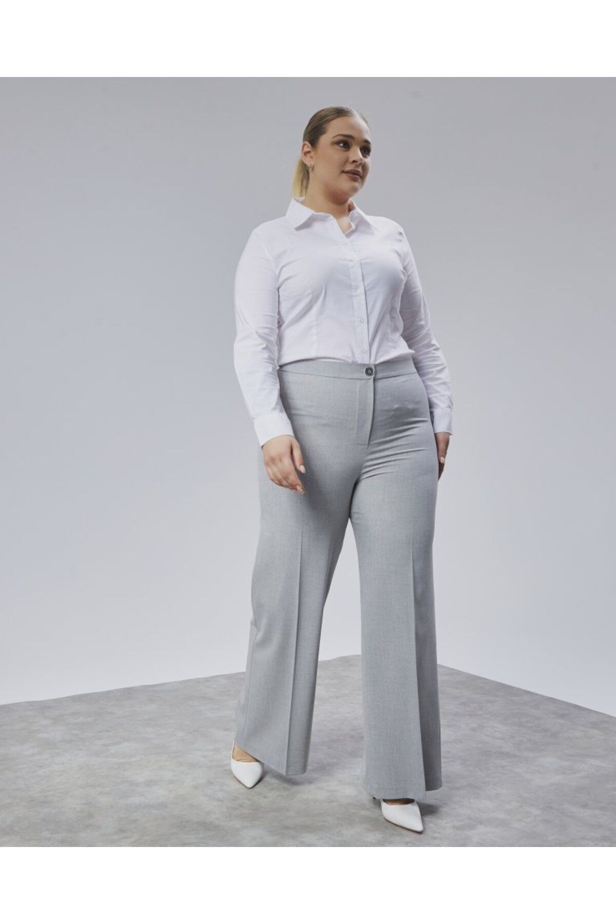 POLEXP Poly Viscose Full Lycra Beli Lastikli Battal Pantolon