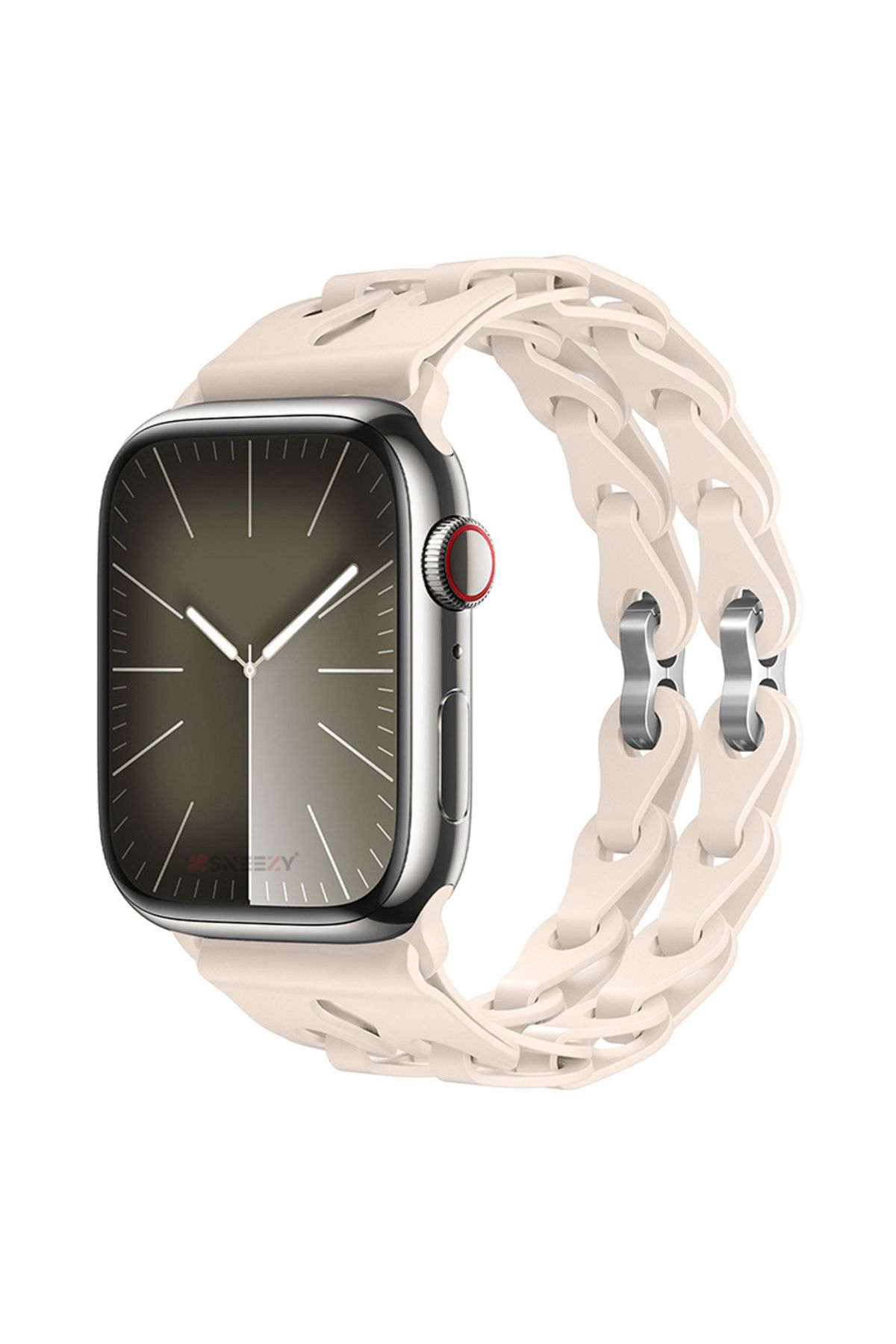 Sneezy Apple Watch Ultra 1 ve 2 Uyumlu 49mm Zincir Desenli Yumuşak Silikon Solo Kordon