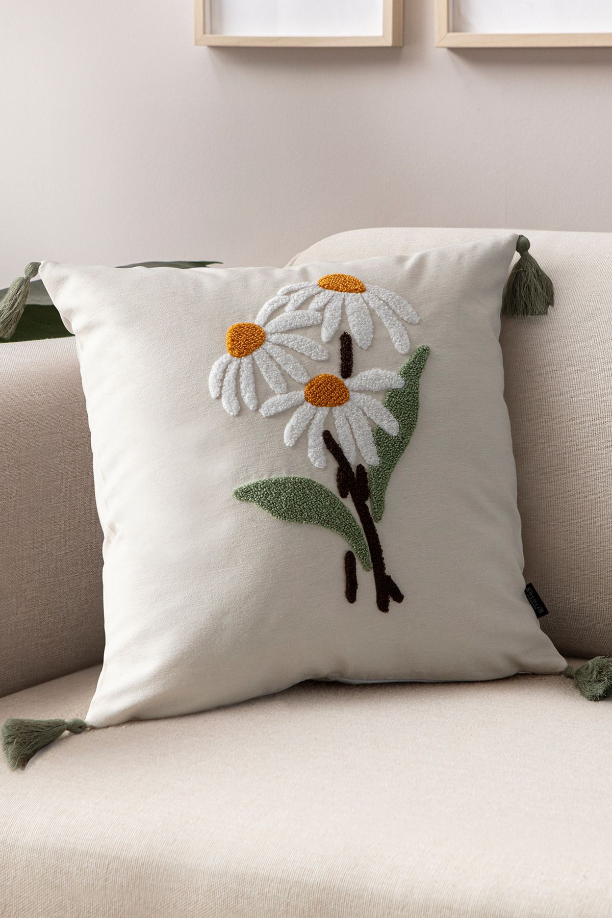 SWITA Comfort Serisi Punch İşlemeli Keten Kırlent Kılıfı 43x43 cm