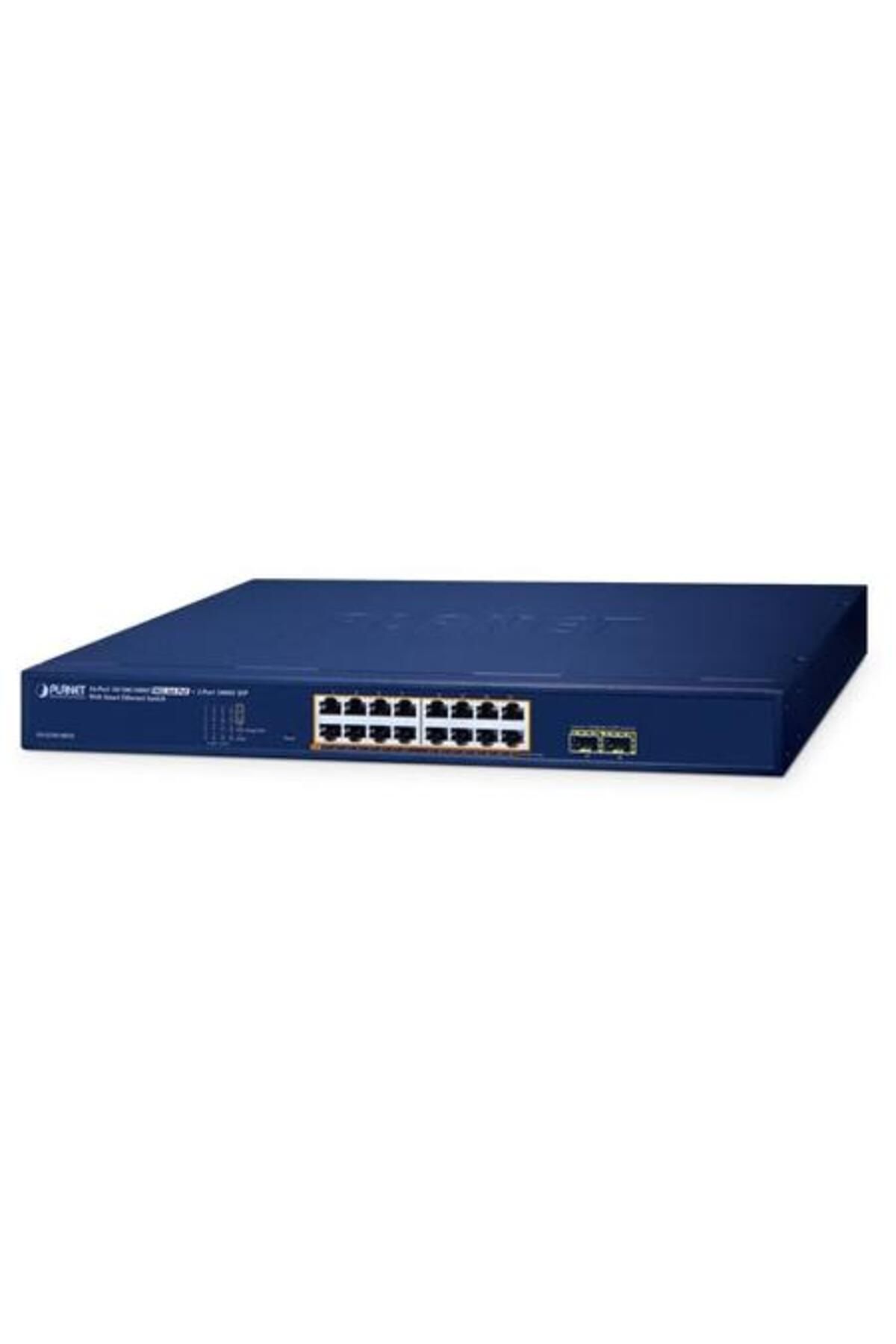 Planet PL-GS-2210-16P2S 16 Port Gigabit PoE+ 2 Port SFP Web Smart Yönetilebilir PoE Switch