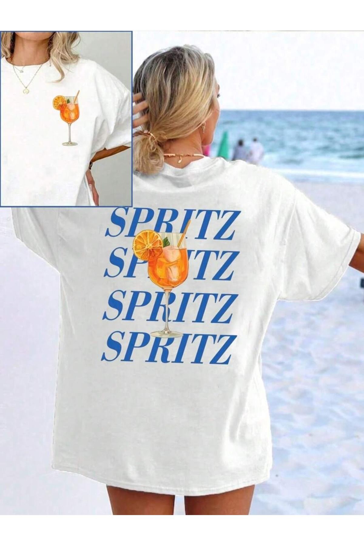 OVER HEAD Kadın Aperol Spritz Baskılı Oversize T-shirt